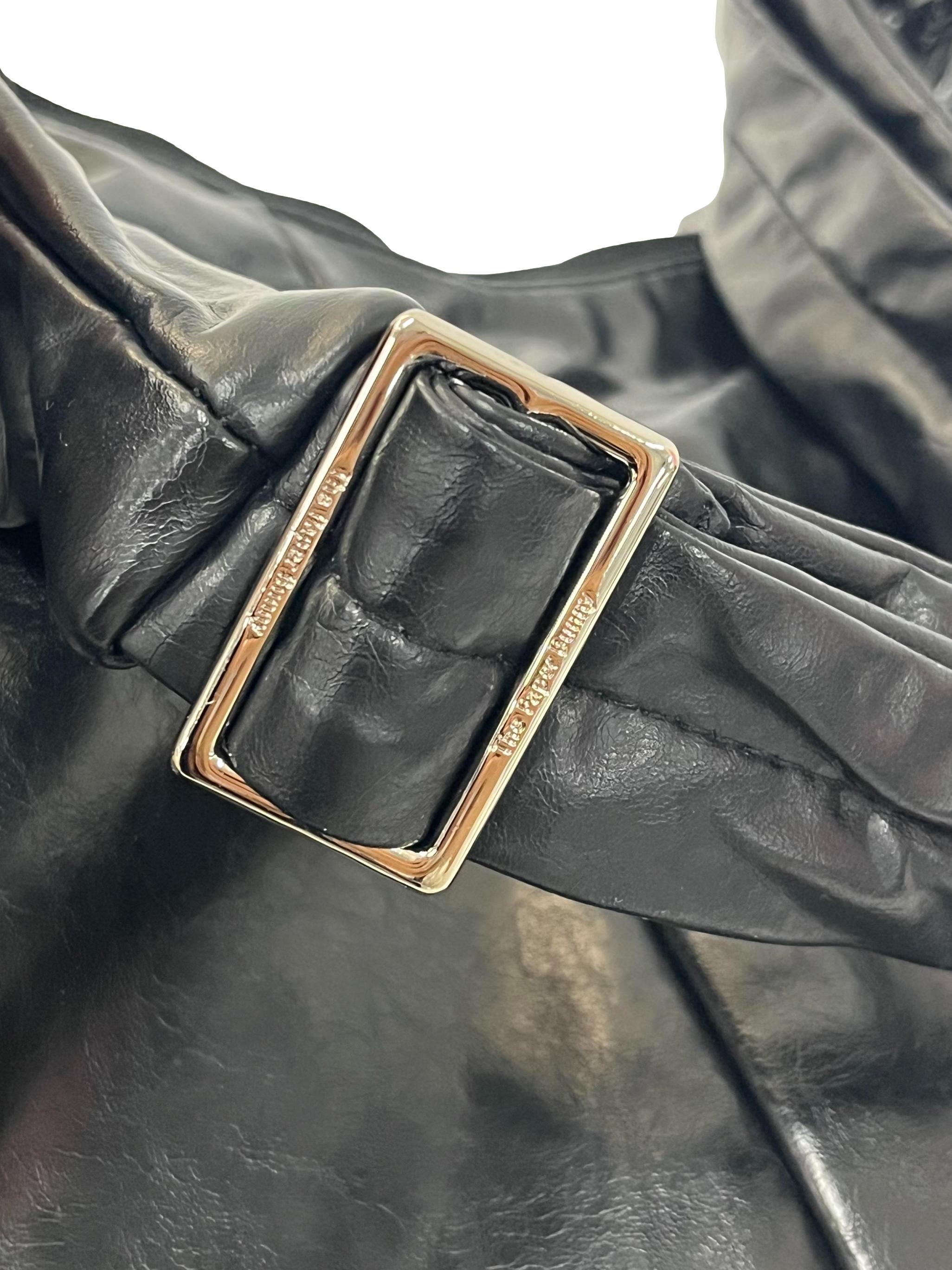 Black Textured Leather Everyday Tote Bag