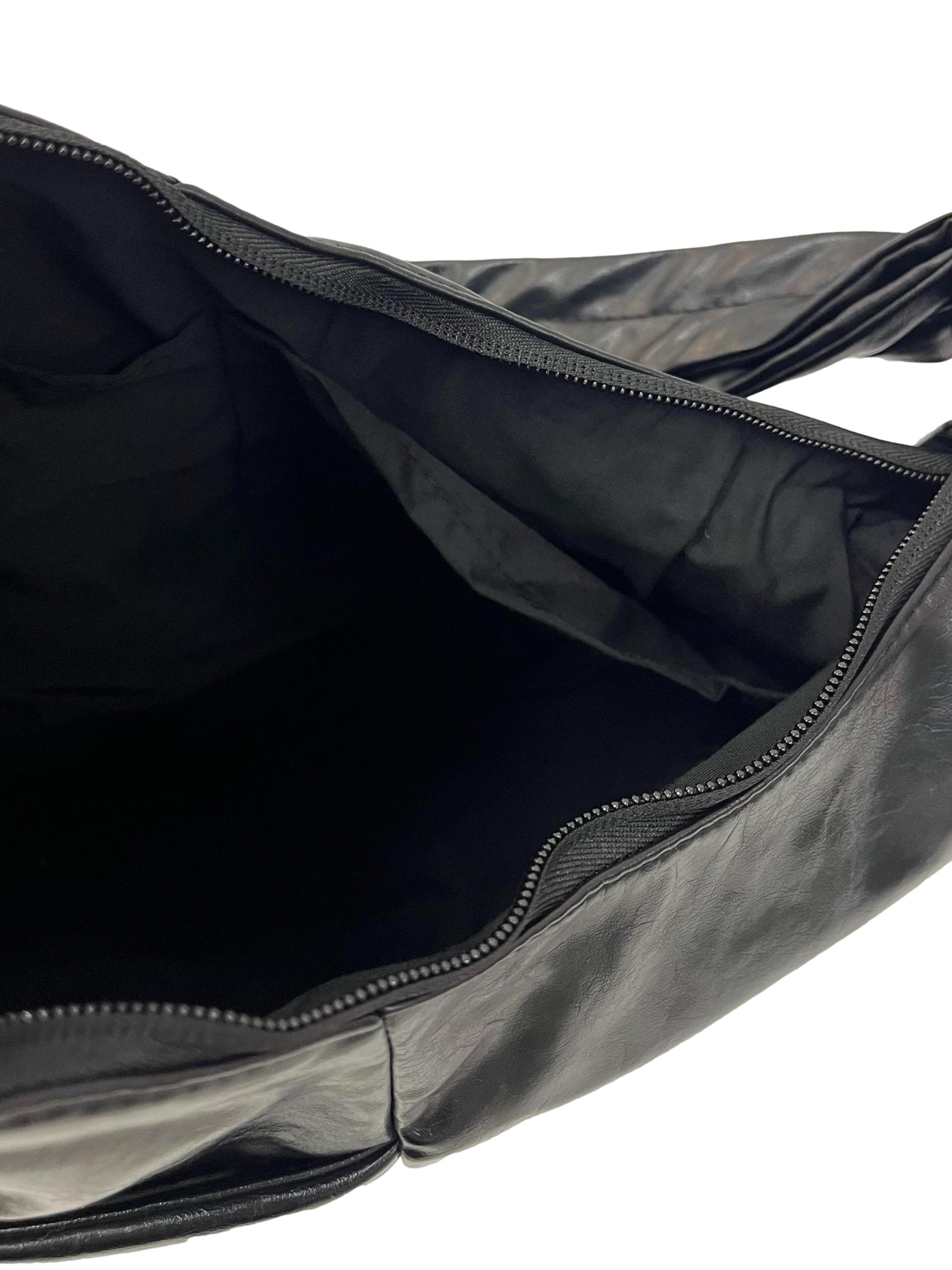 Black Textured Leather Everyday Tote Bag