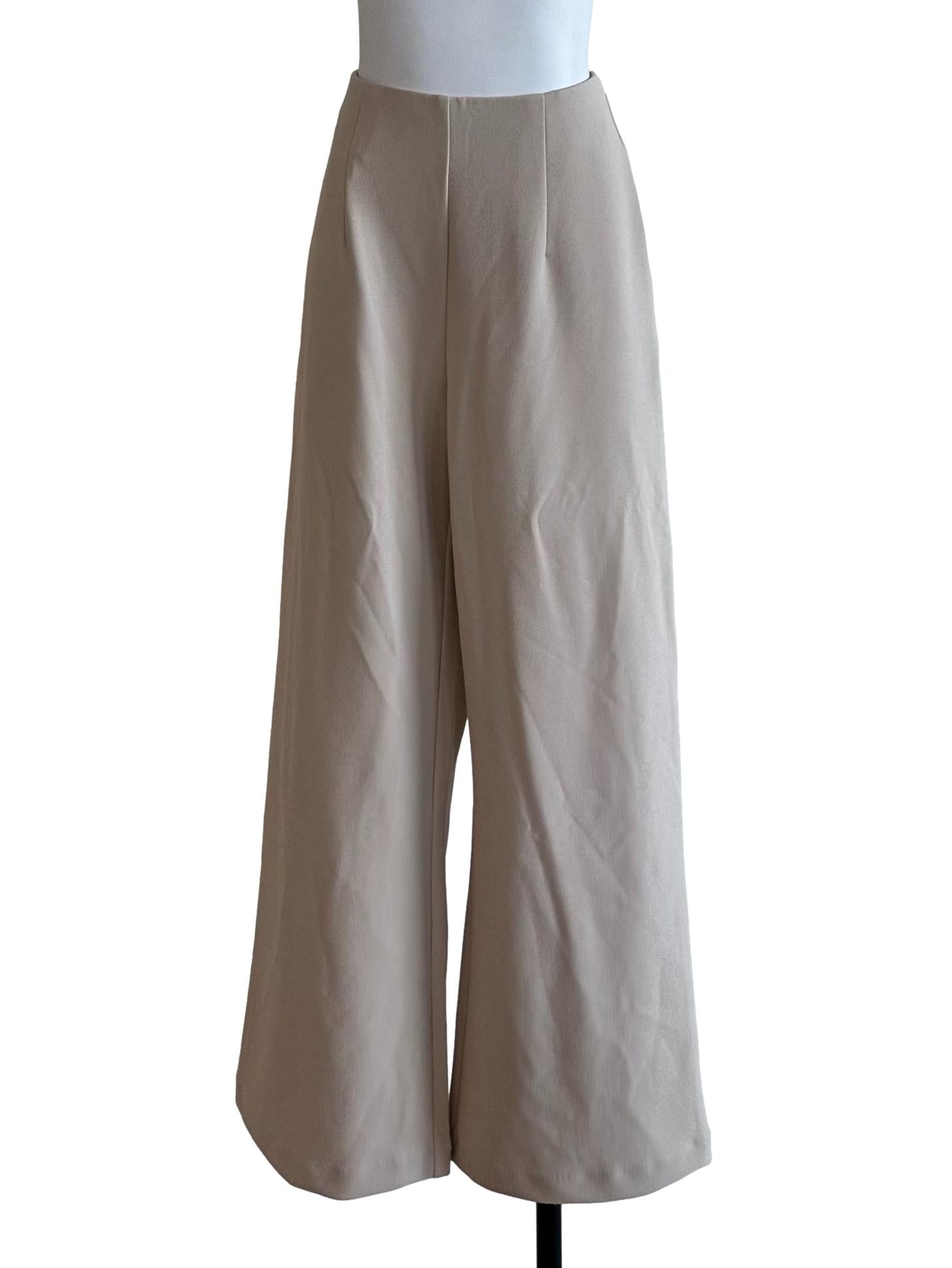 Sand Beige Flare High Waist Pants