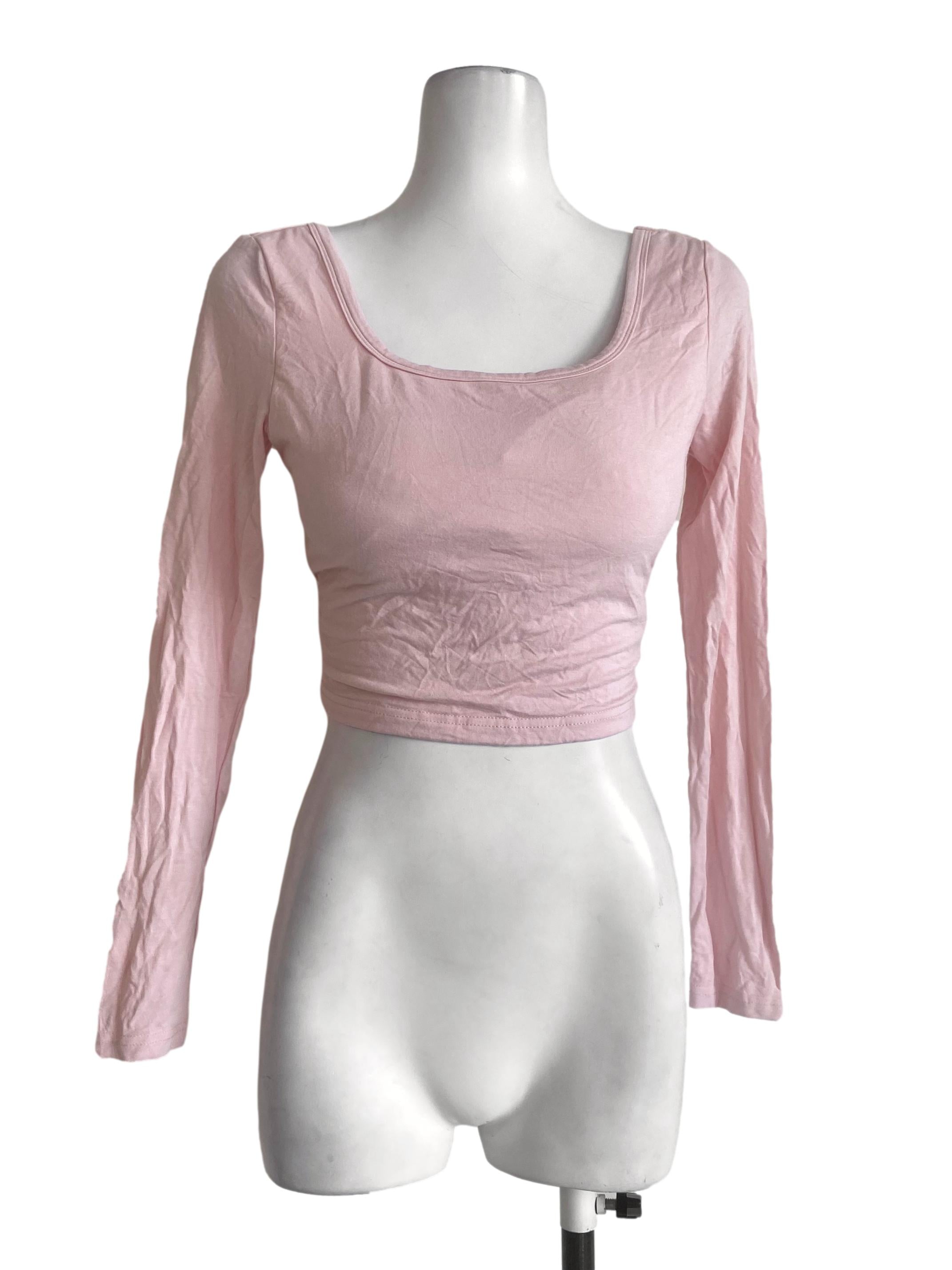 Flamingo Pink Twill Crop Top