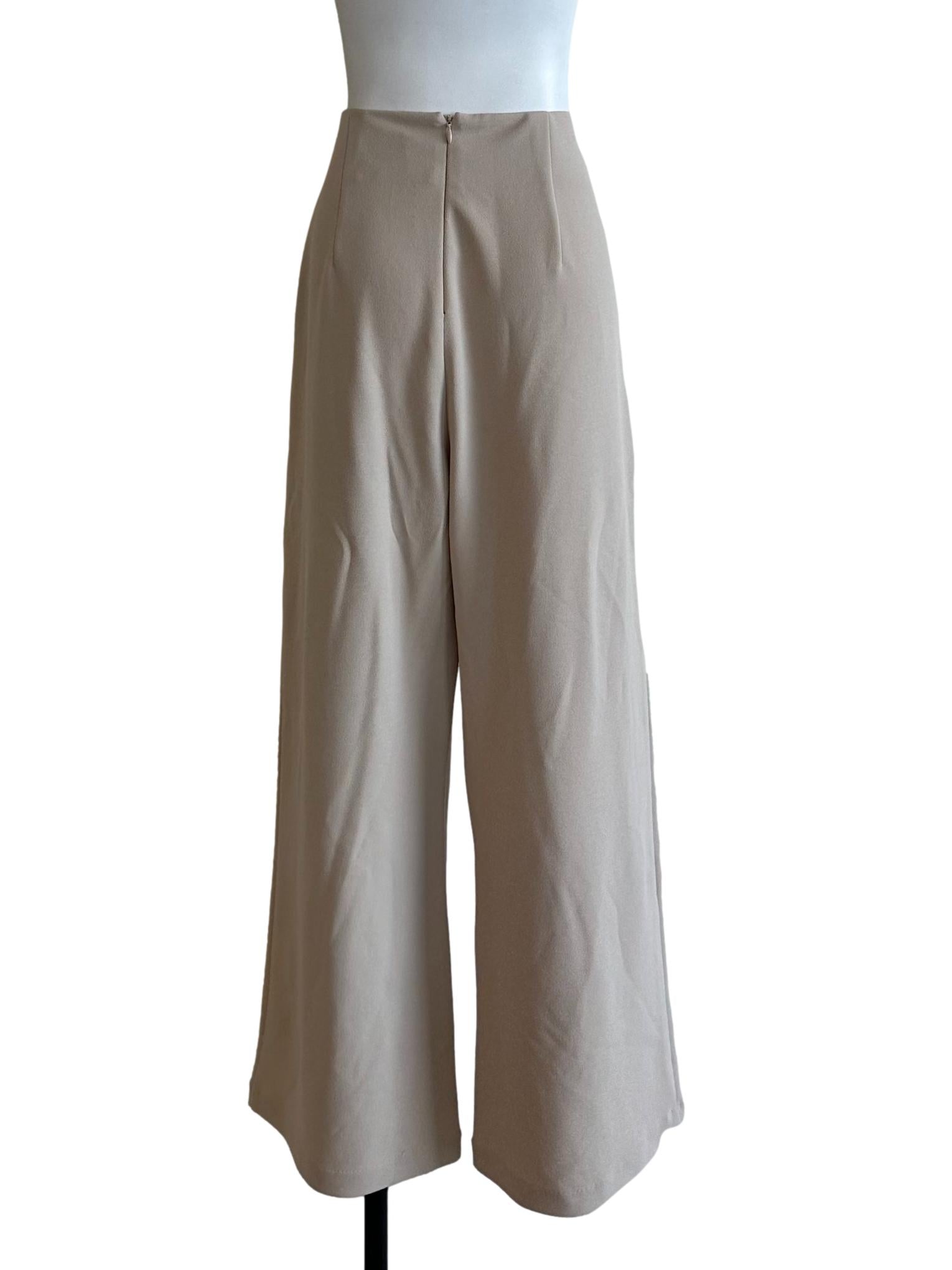 Sand Beige Flare High Waist Pants