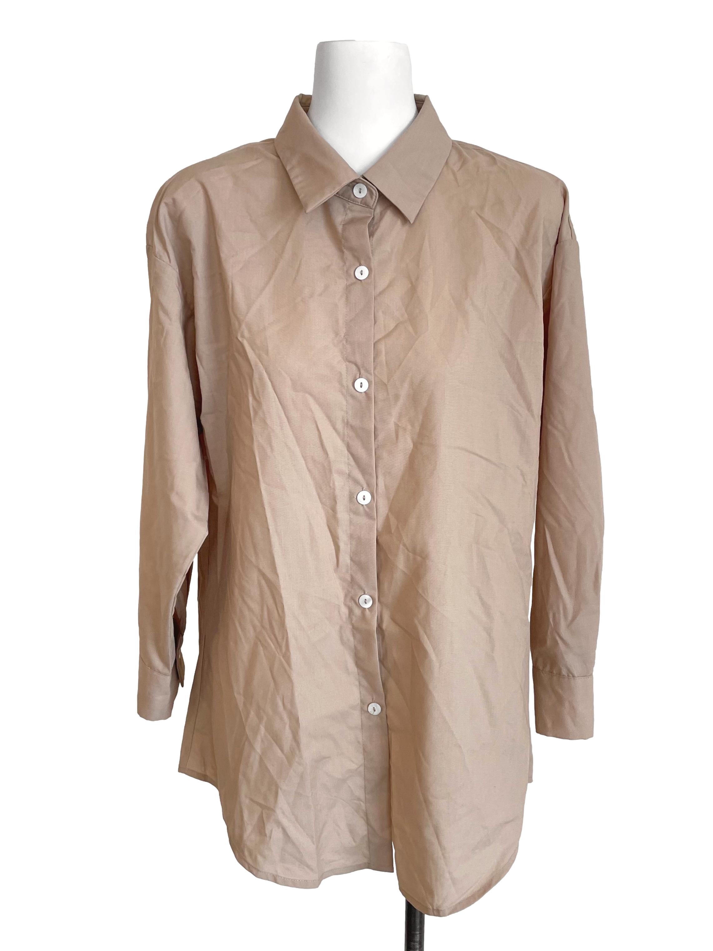 Khaki Oversized Shirt Dress