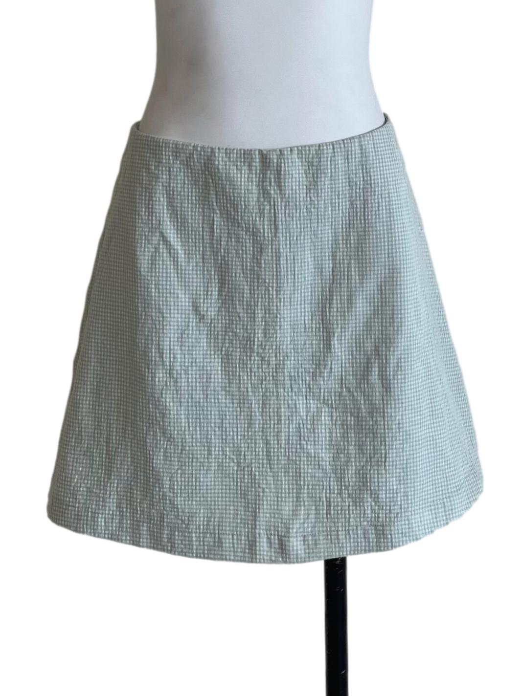 Pistachio Green Checked A-Line Skorts