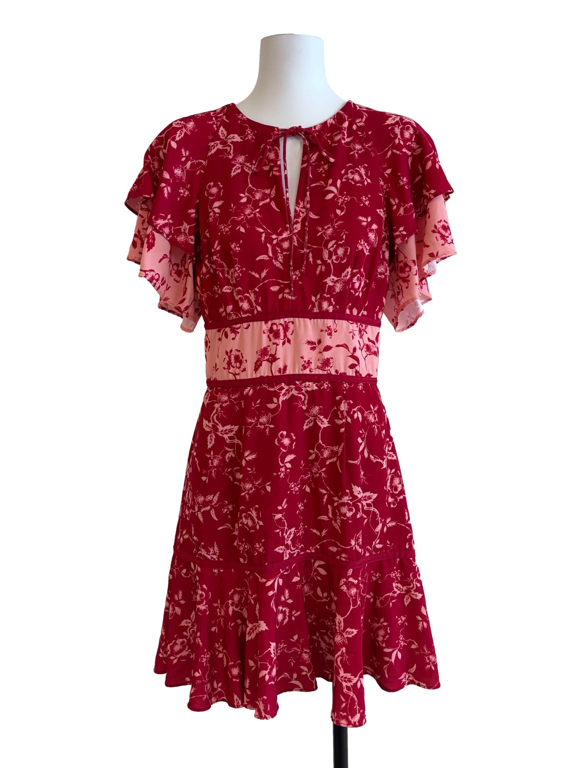 Cherry Red Floral Mini Dress