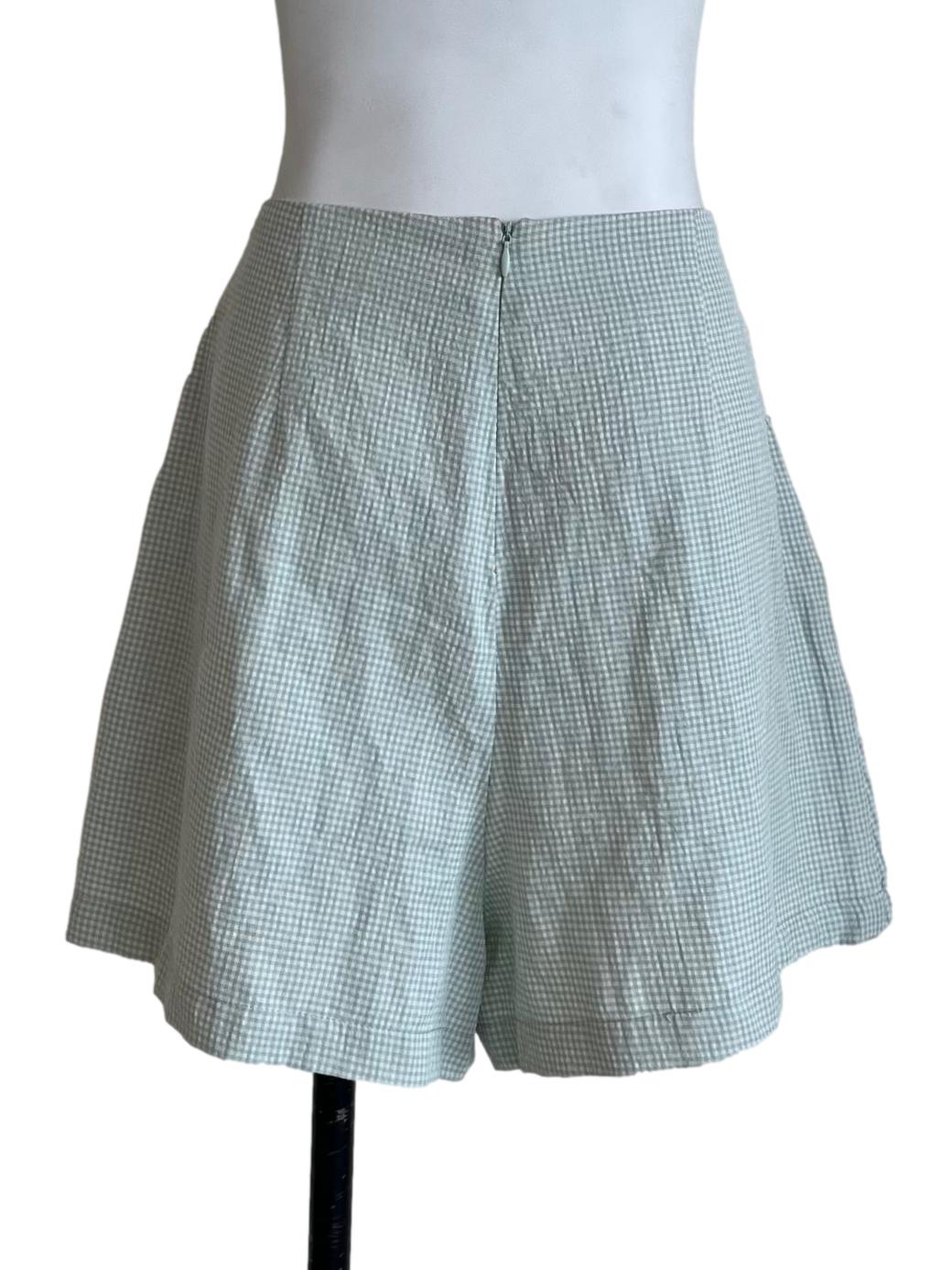 Pistachio Green Checked A-Line Skorts
