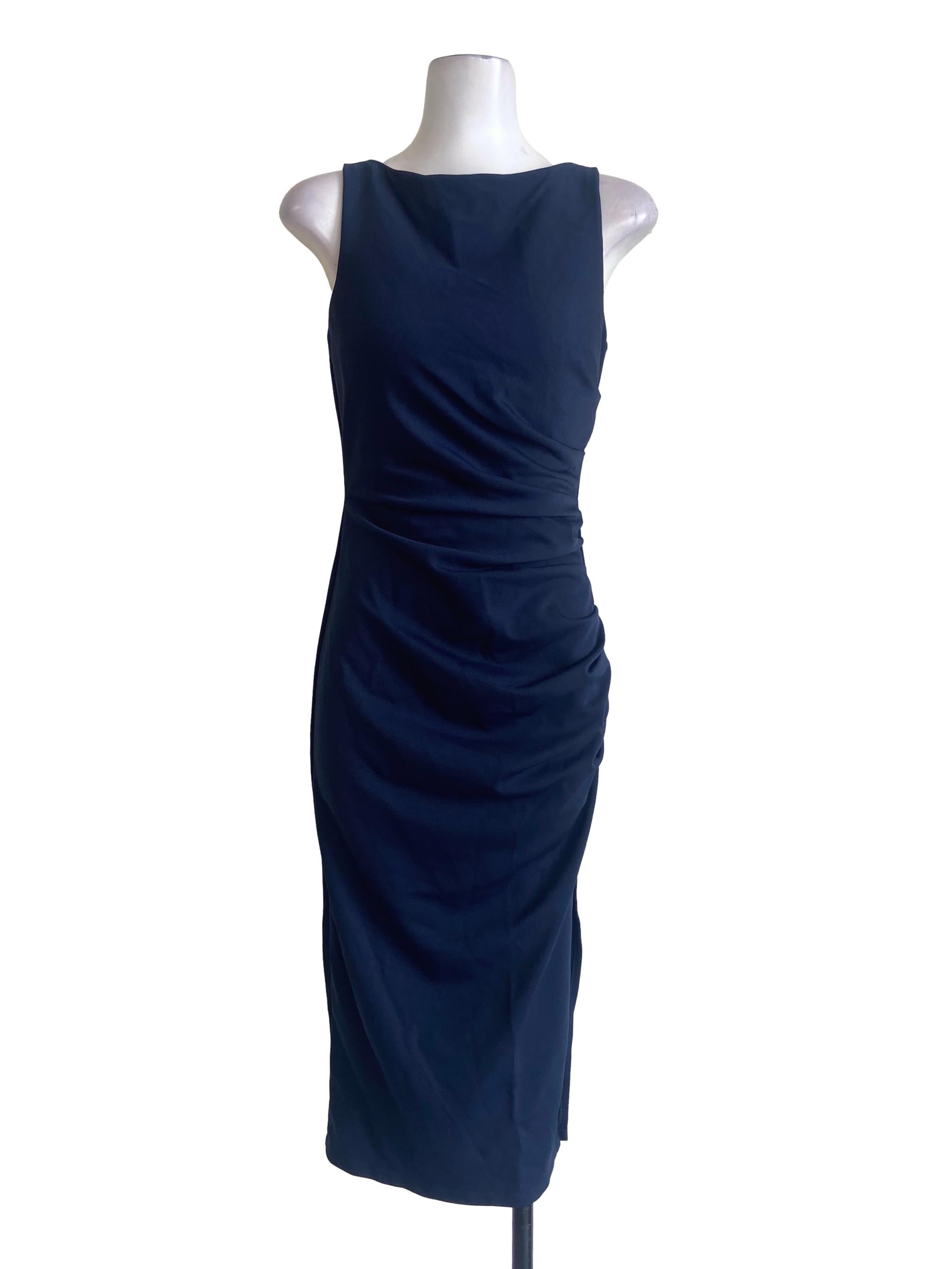 Navy Blue Sleeveless Slit Bodycon Dress