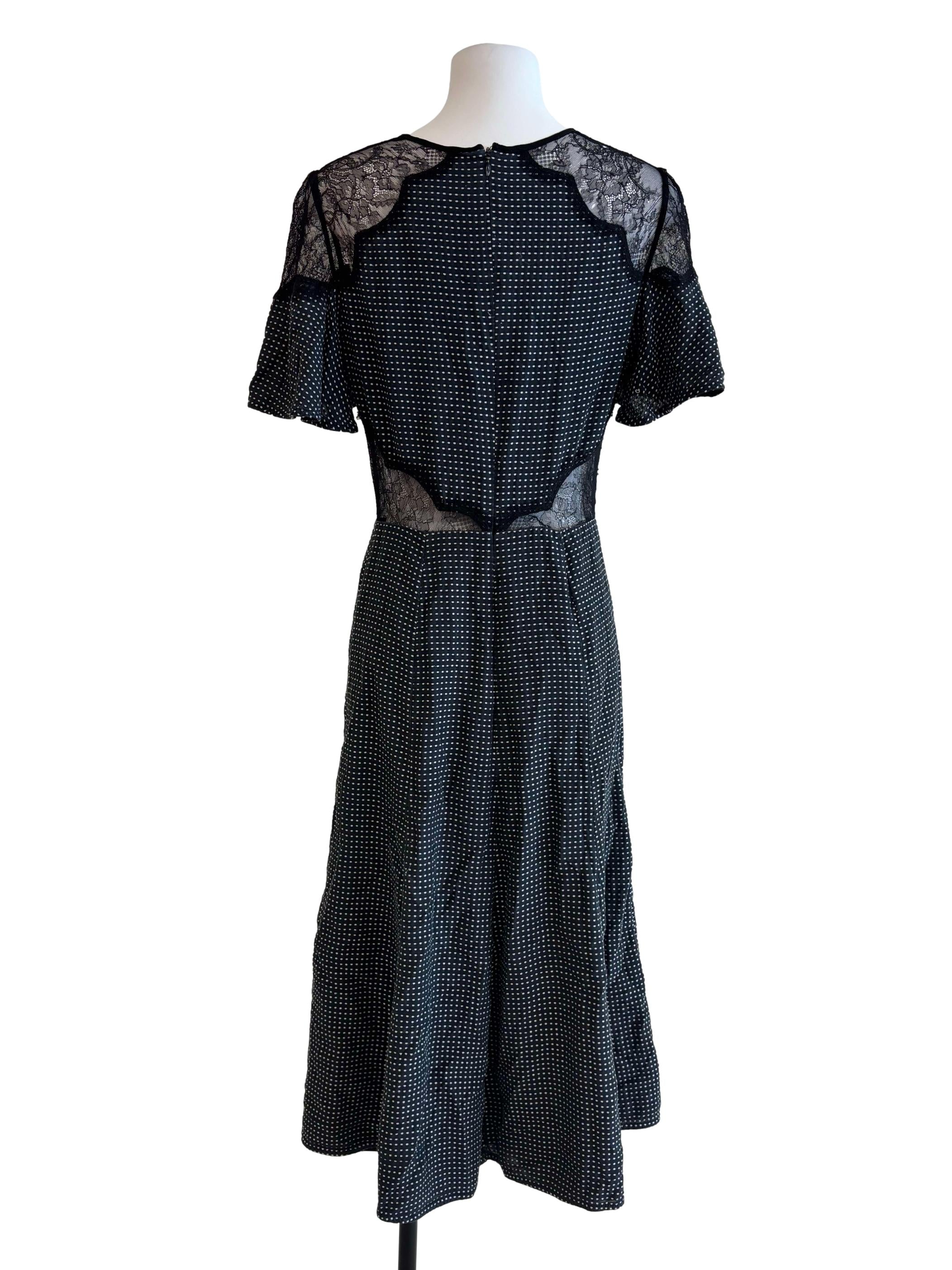 Jet Black Lace Shoulder A-Line Dress