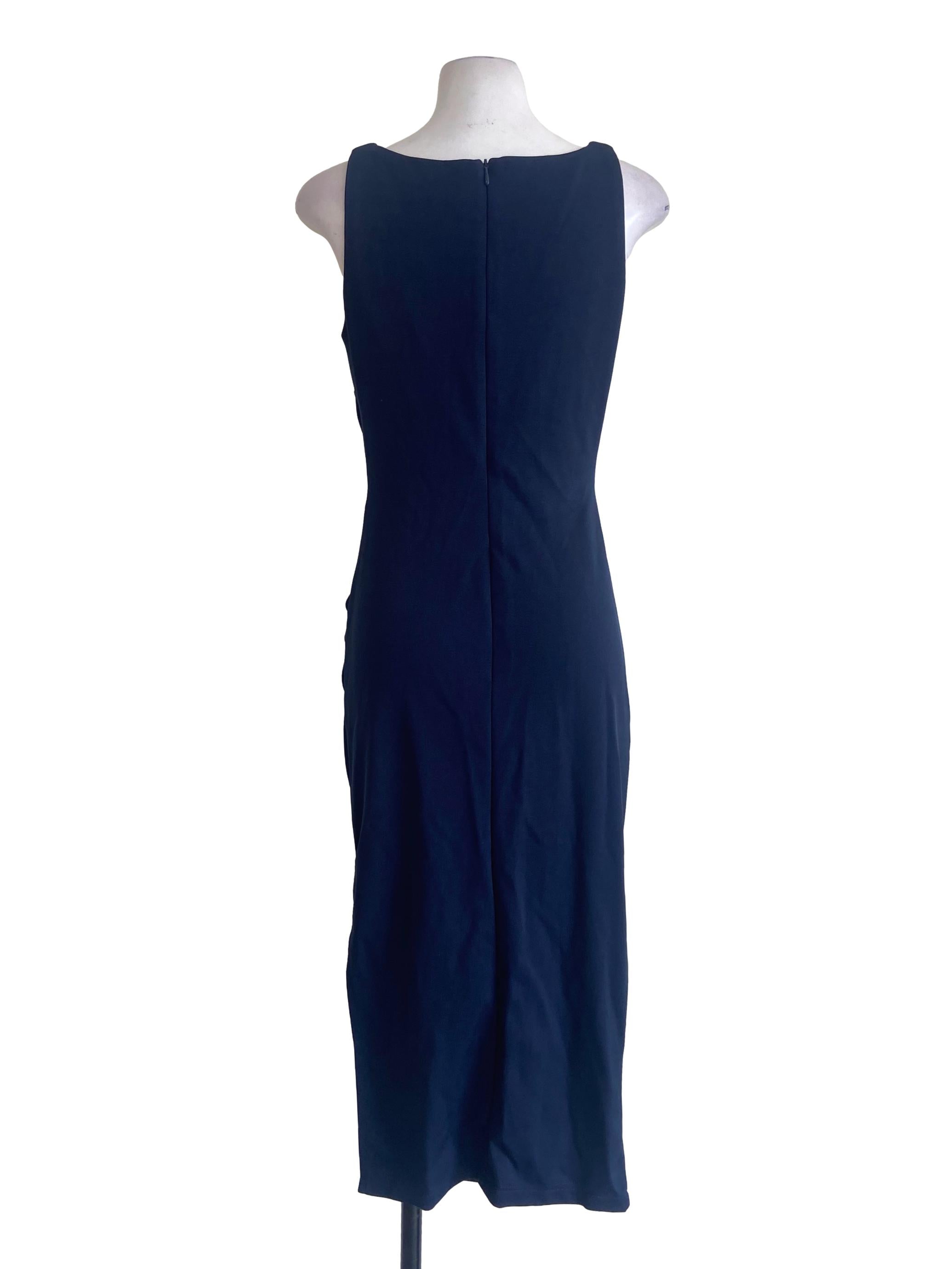 Navy Blue Sleeveless Slit Bodycon Dress