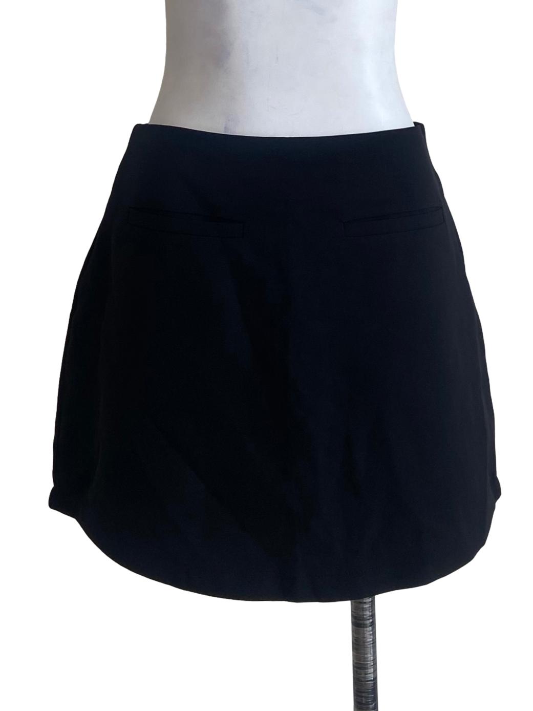 Black Herringbone Mini Skirt