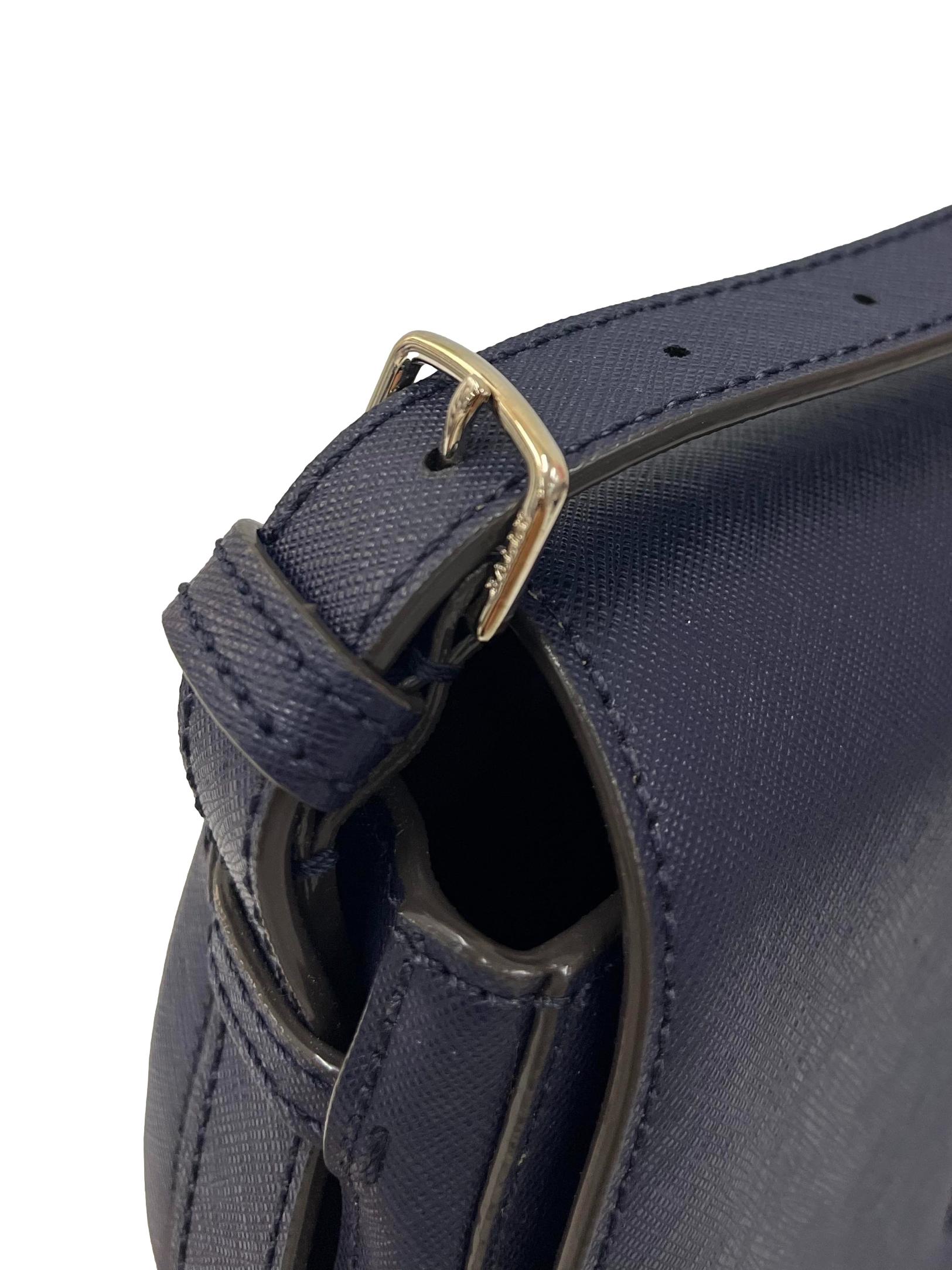 Blue Leather Supra Off White Stripe Crossbody Bag