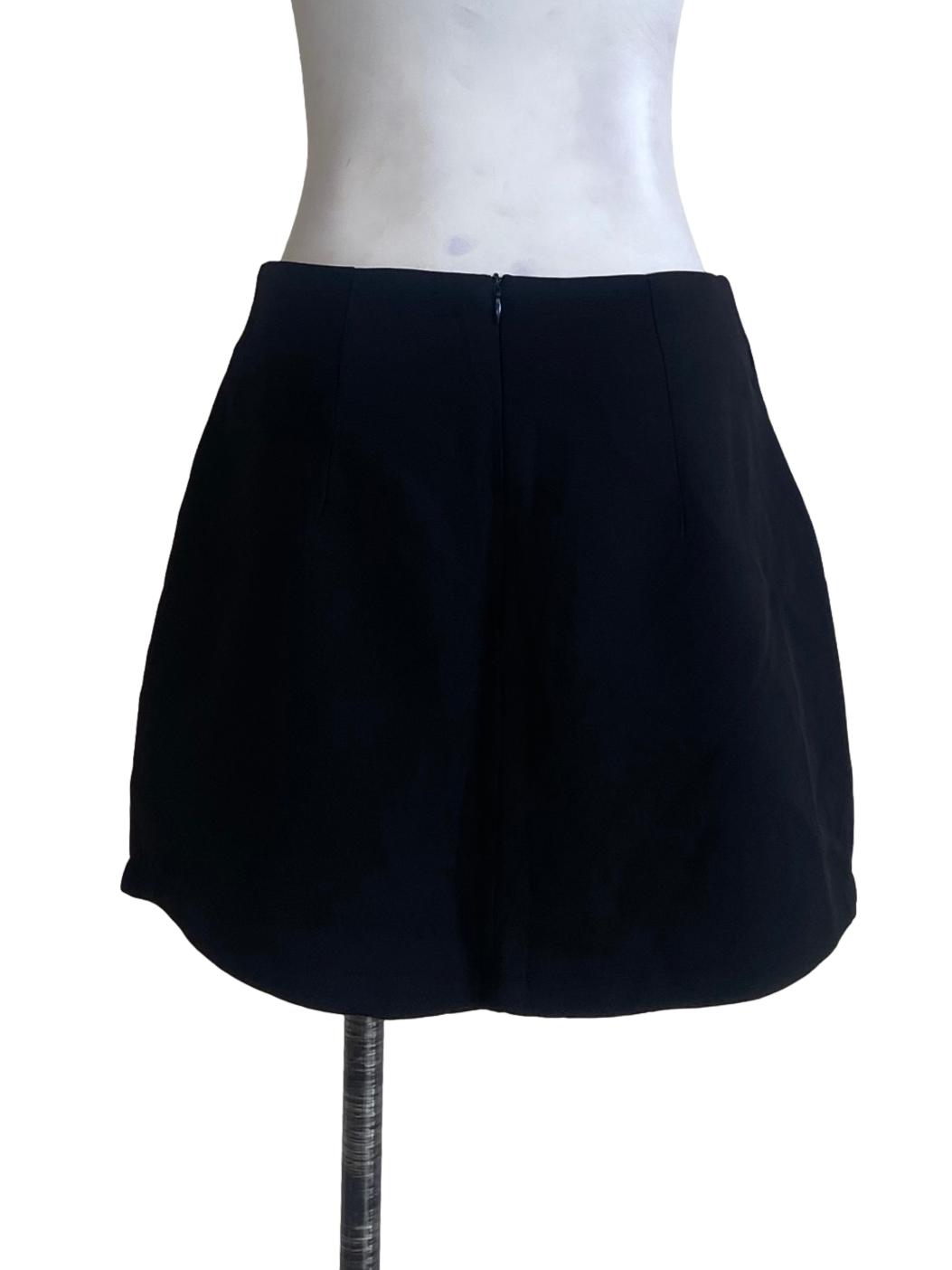 Black Herringbone Mini Skirt