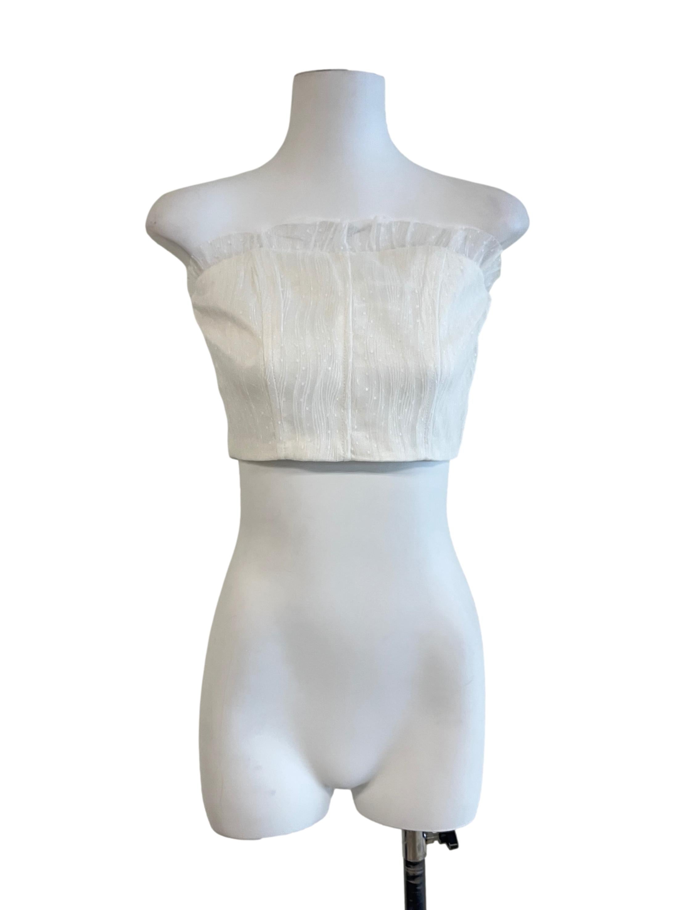Off White Textured Tube Top