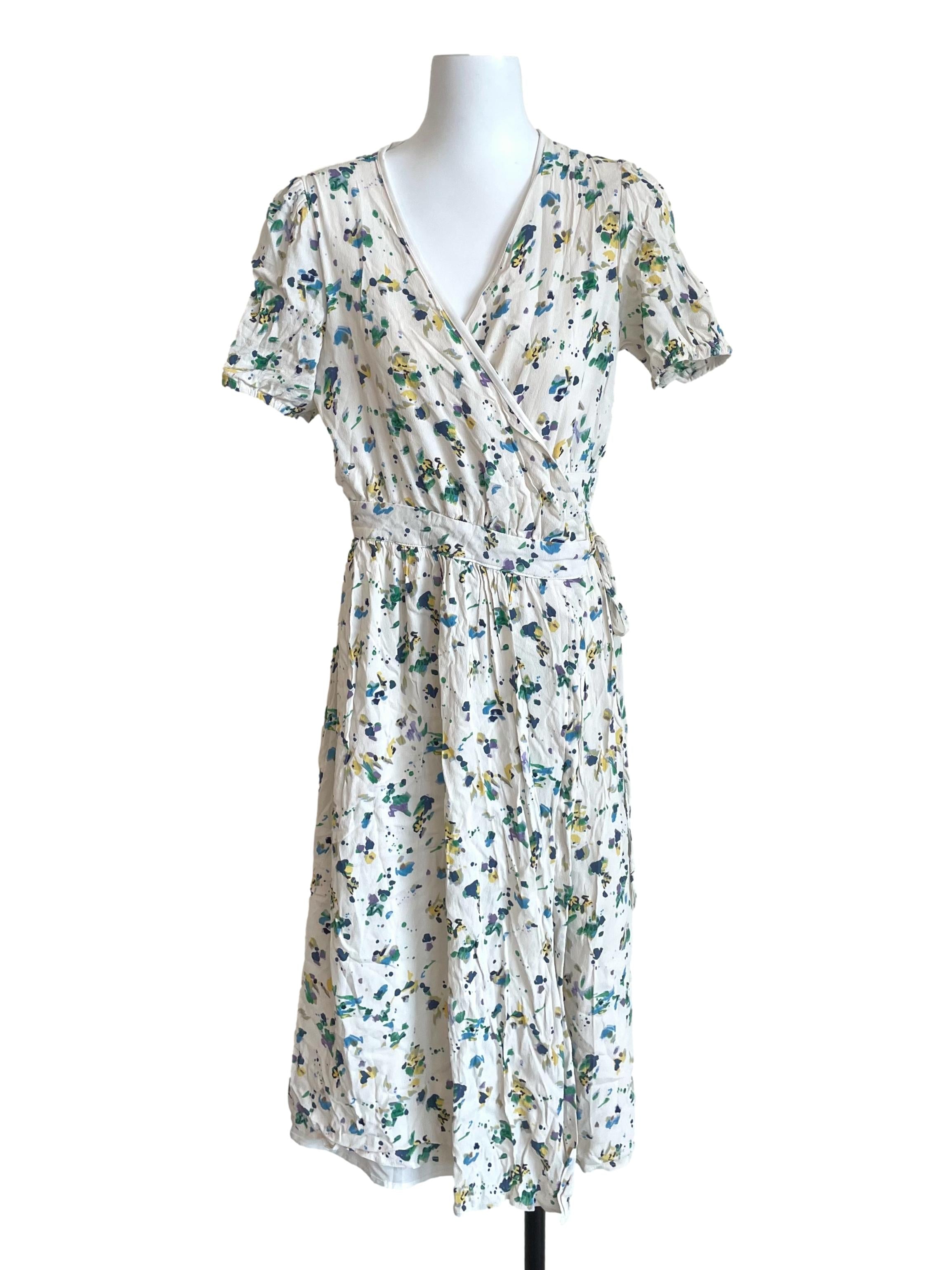 White Floral Wrap Dress TEM