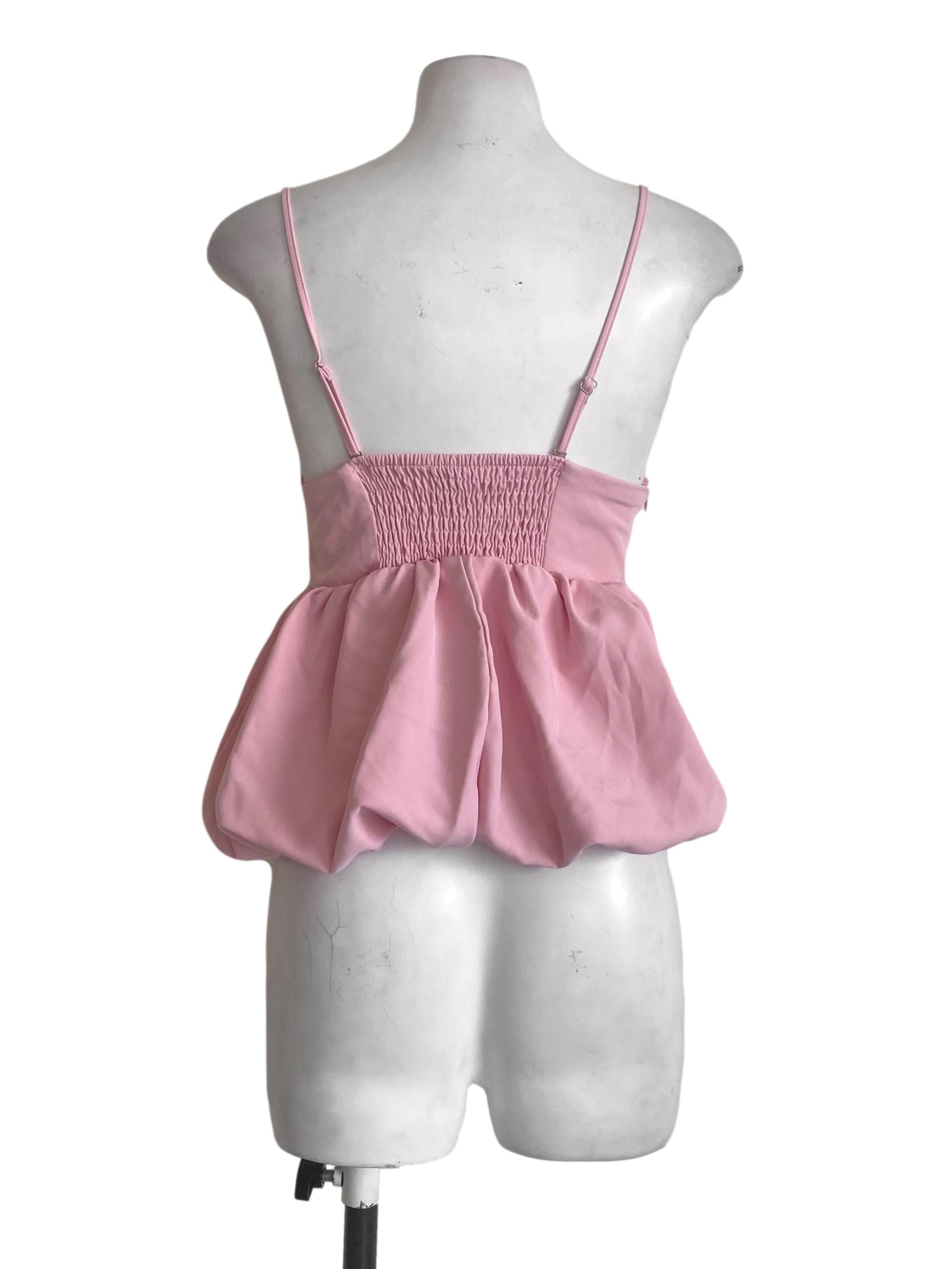 Pink Spaghetti Straps Cowl Crop Top