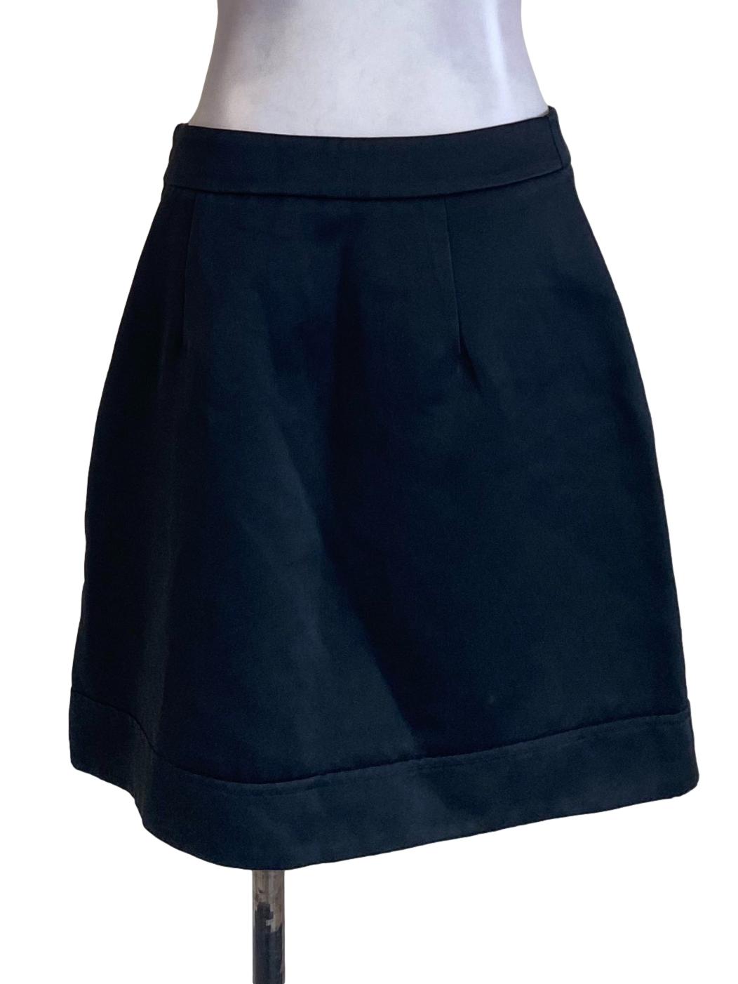 Black Slit Mini A-Line Skirt