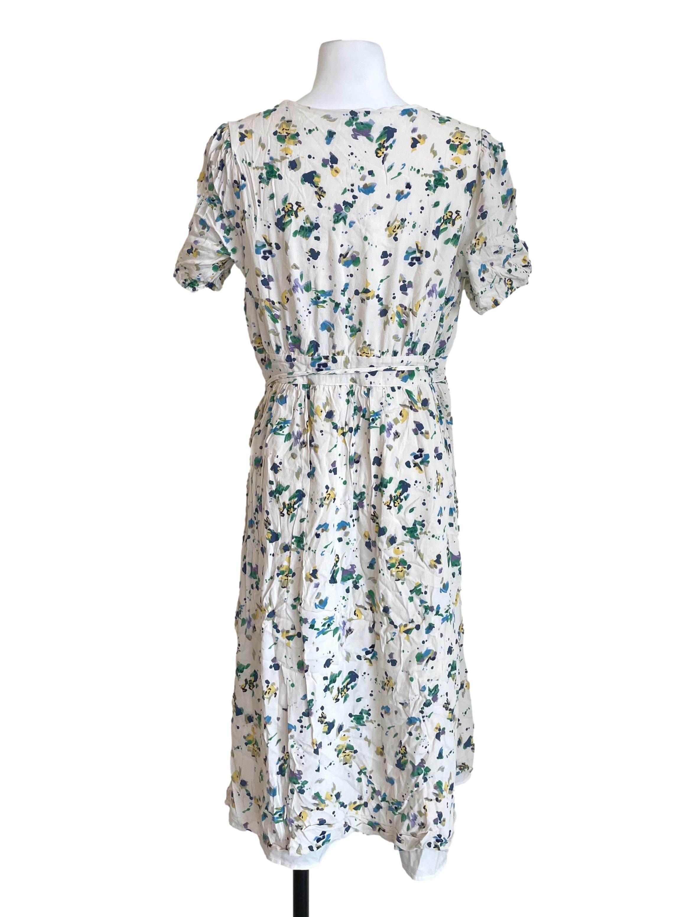 White Floral Wrap Dress TEM