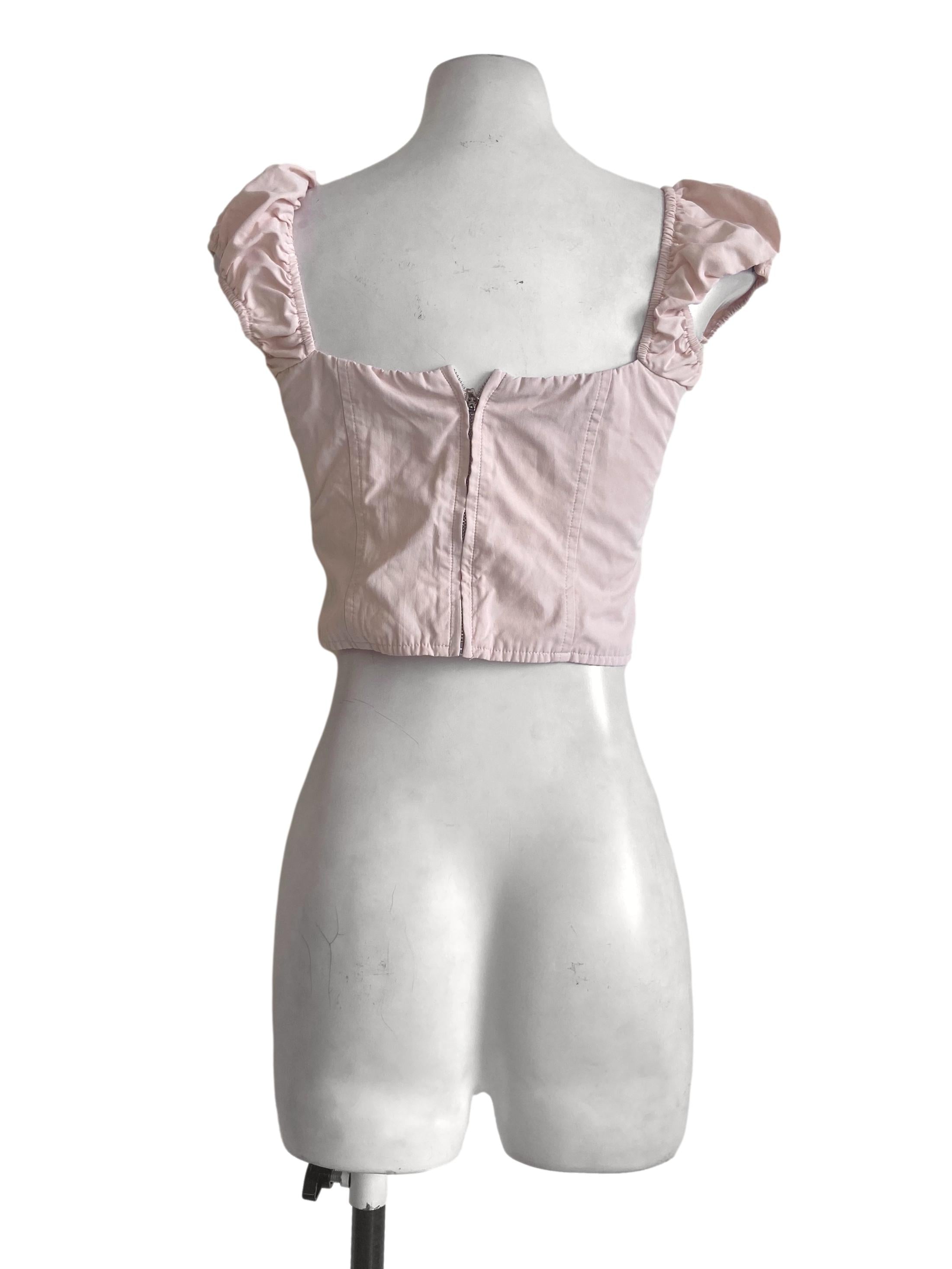 Crepe Pink Square Neck Crop Top