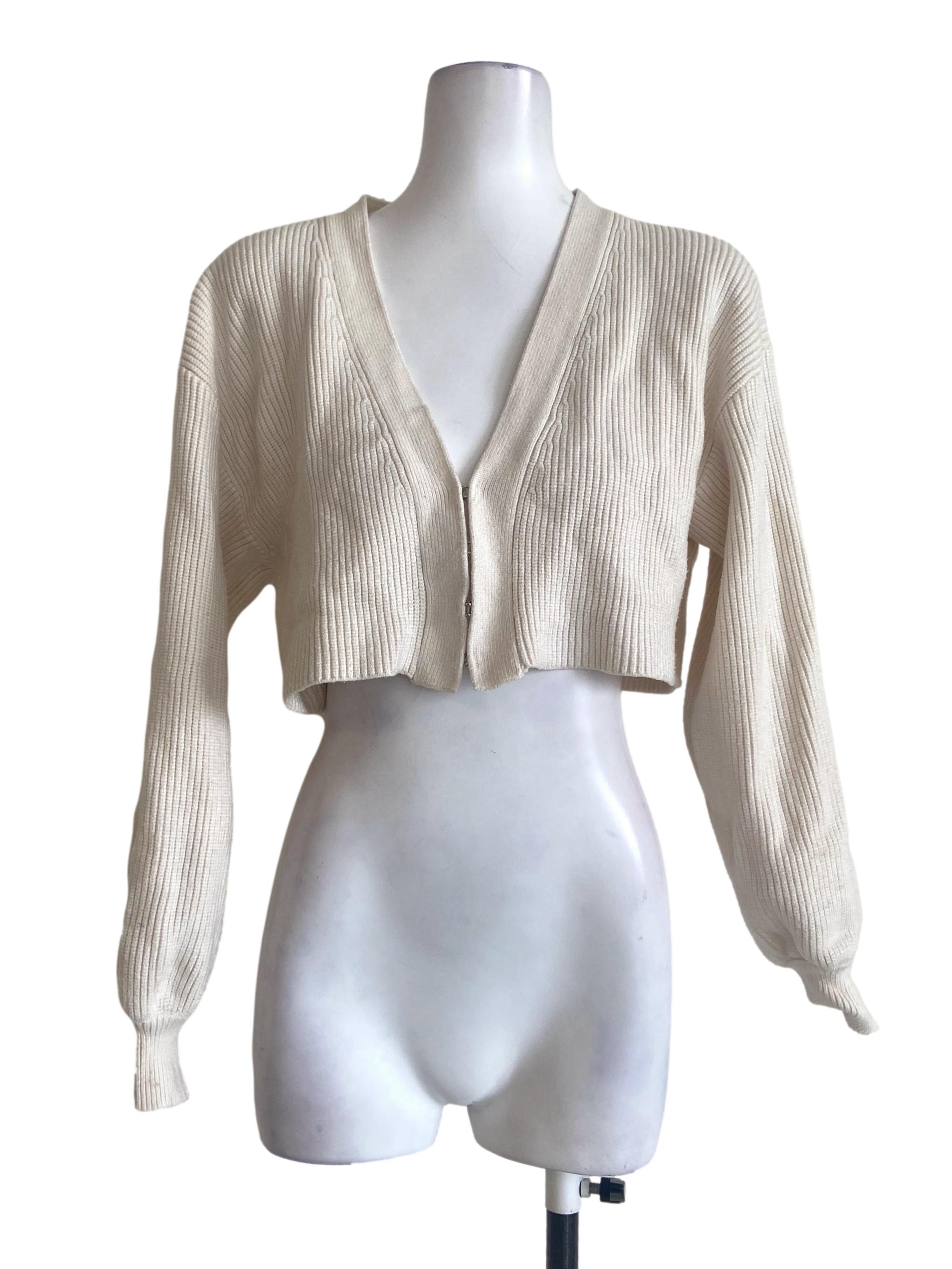 White Pencil Stripe Crop Cardigan