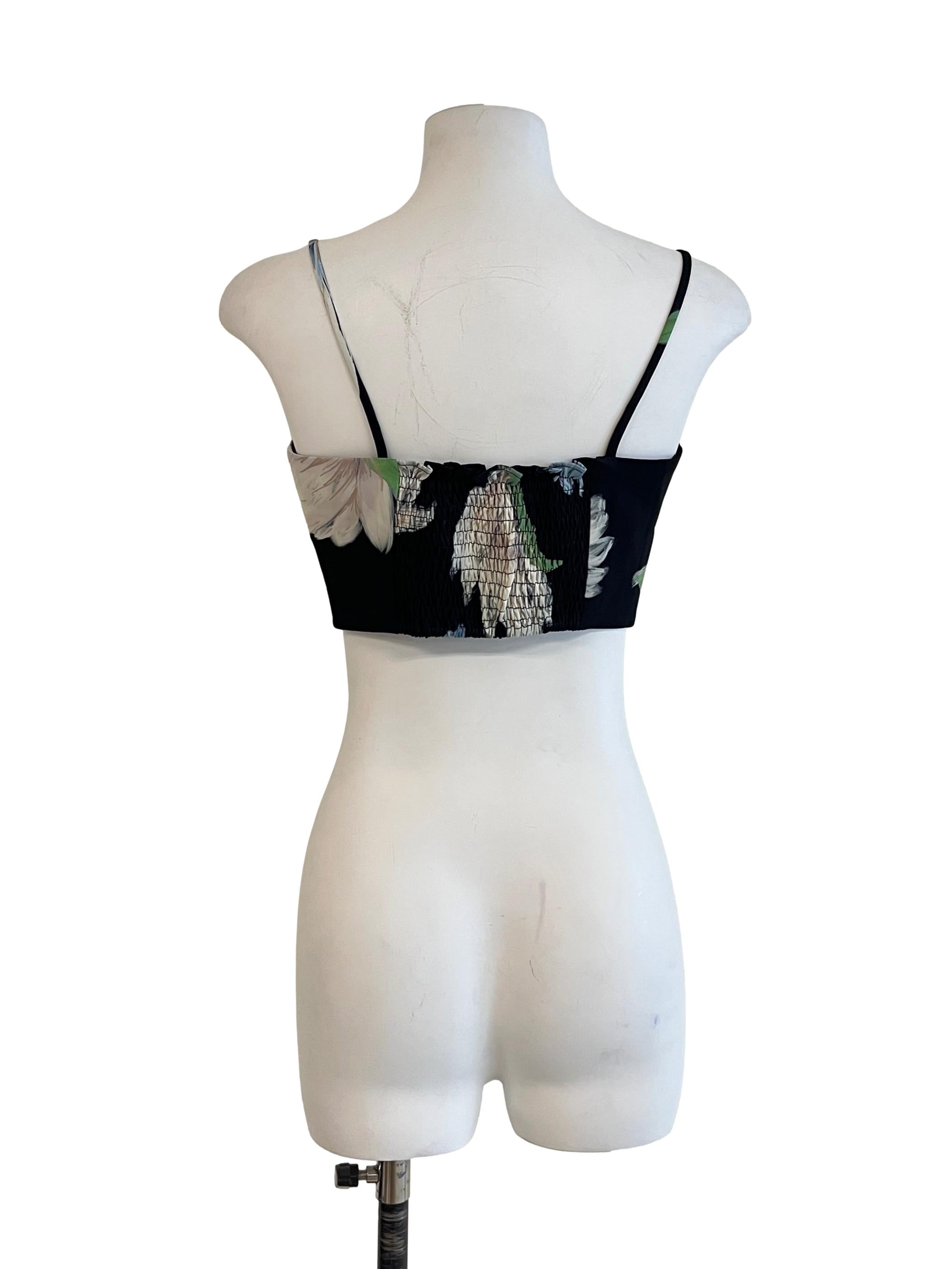Jade Black Floral Print Crop Top