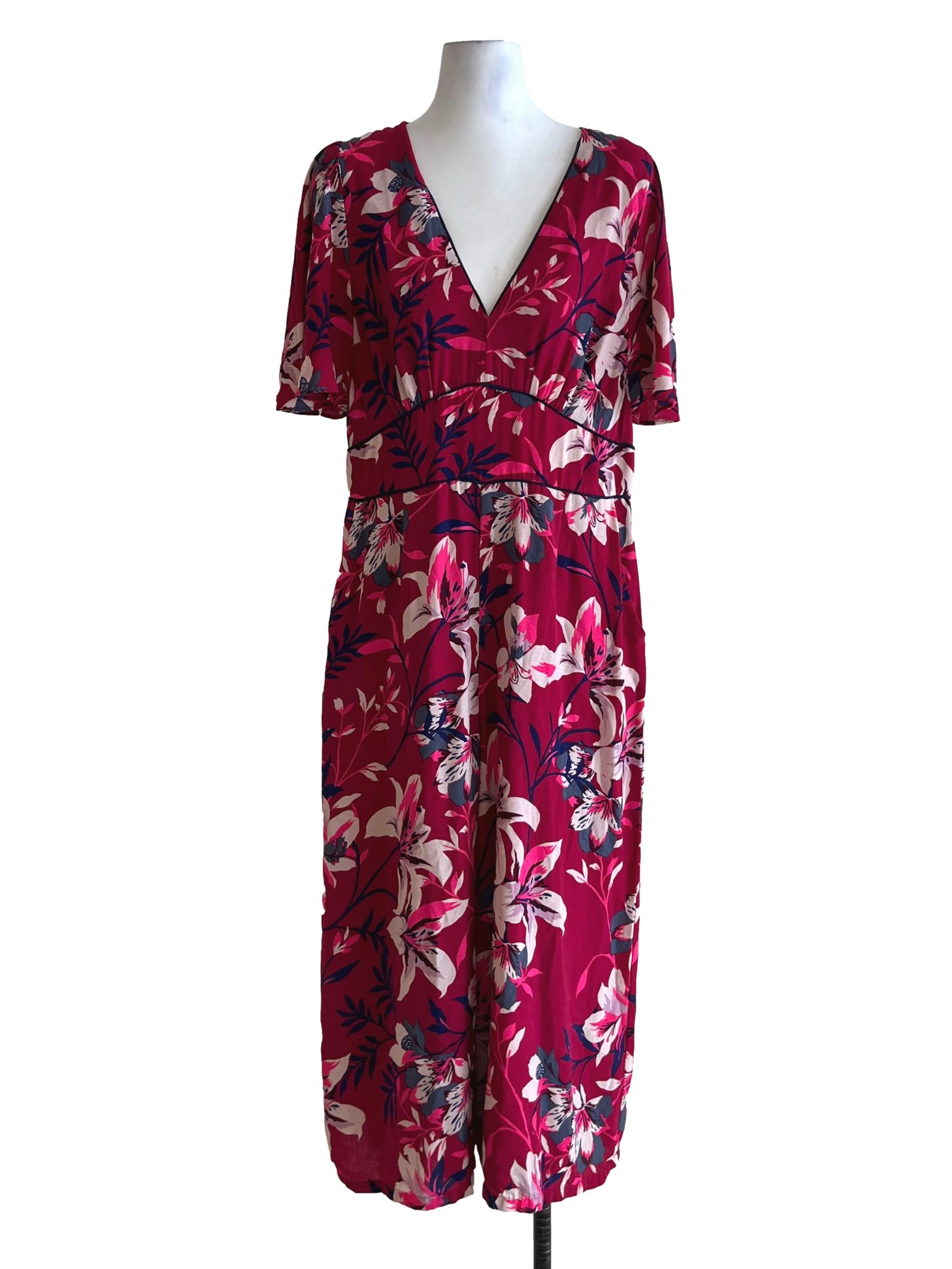 Magenta Purple Floral Jumpsuit