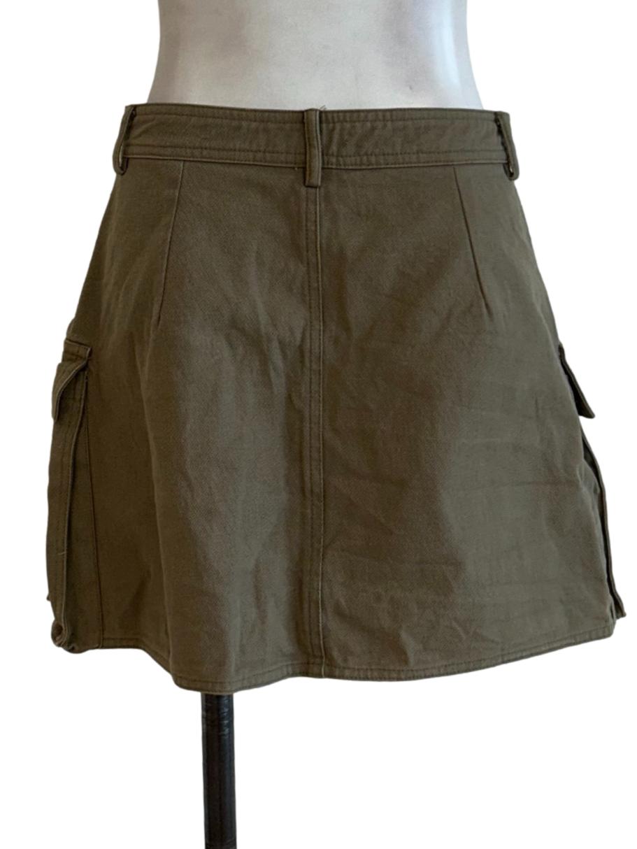 Washed Olive Cargo Skirt