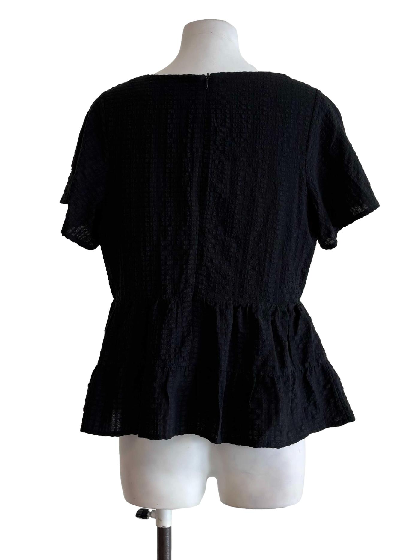 Jet Black Shortsleeve Peplum Top