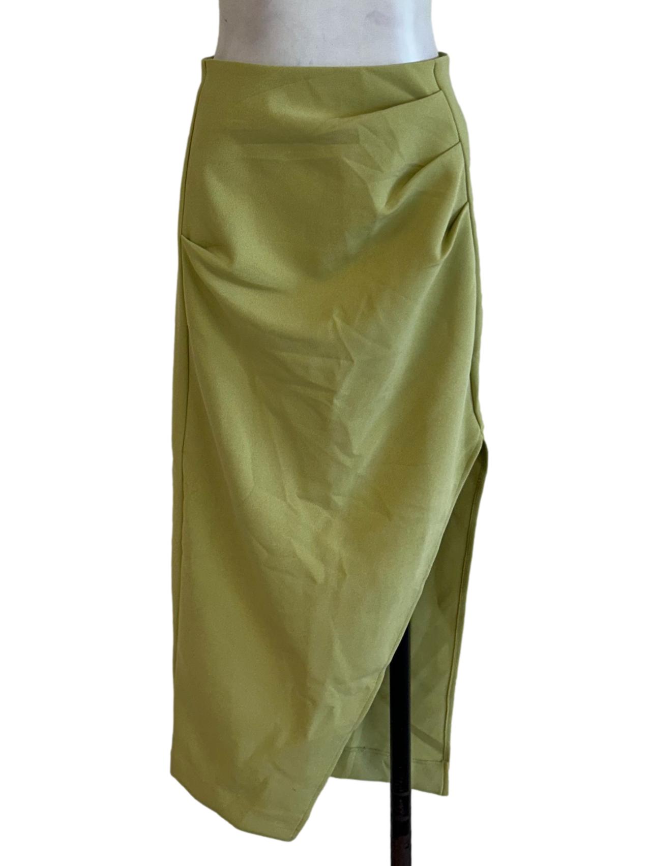 Lime Green Slit Skirt