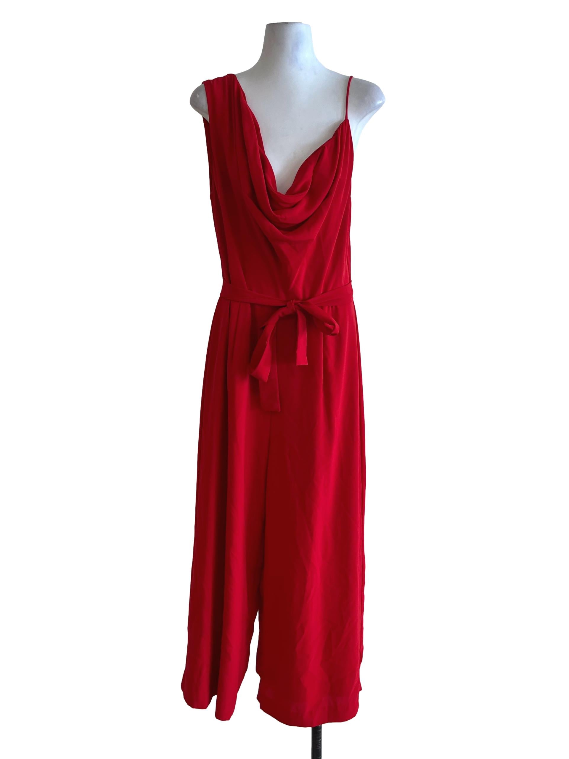Red Cowl Neckline Jumpsuit