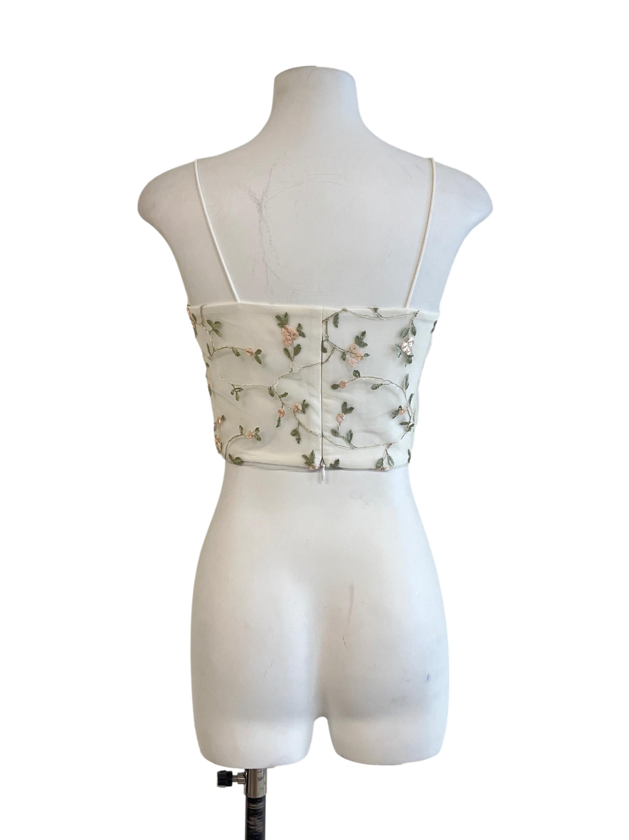Pearl White With Flower Embroidery Top