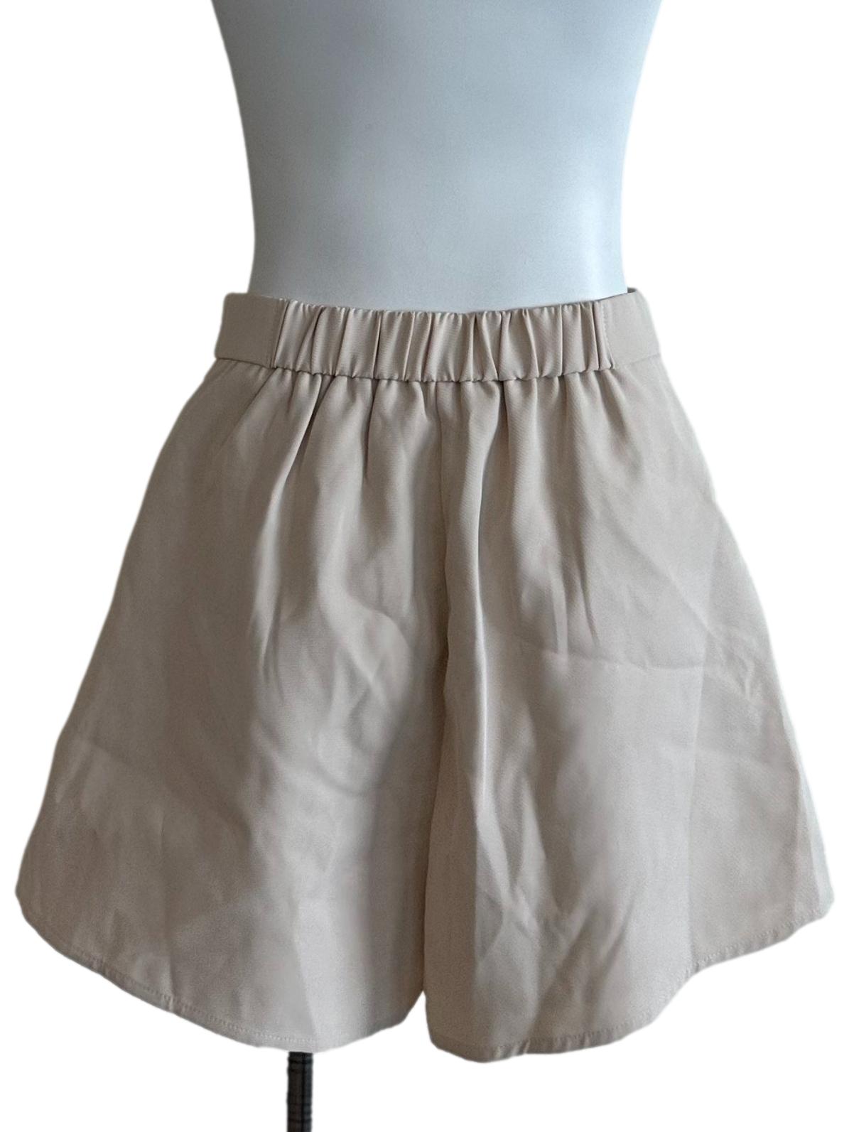 Sand Beige Box Pleated Shorts