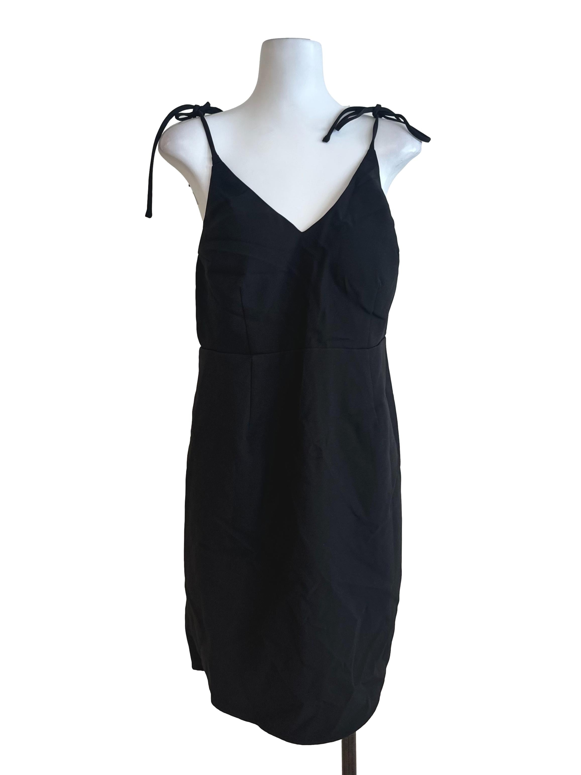 Black V Neck Backless Dress