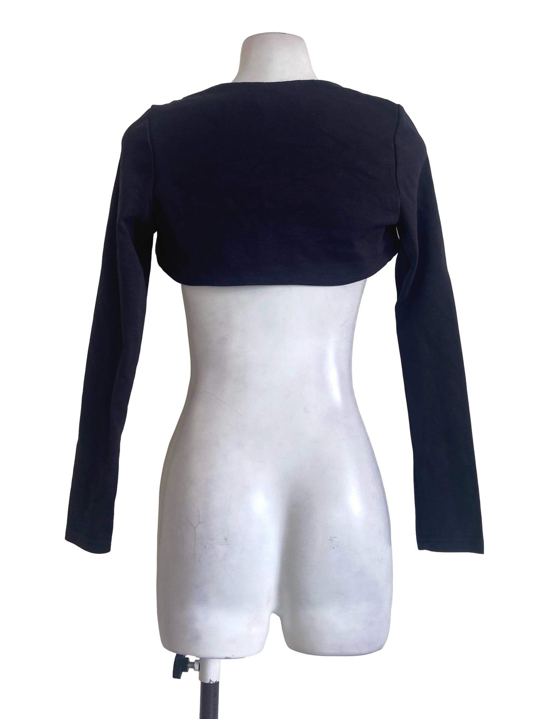 Navy Blue Twill Crop Cardigan