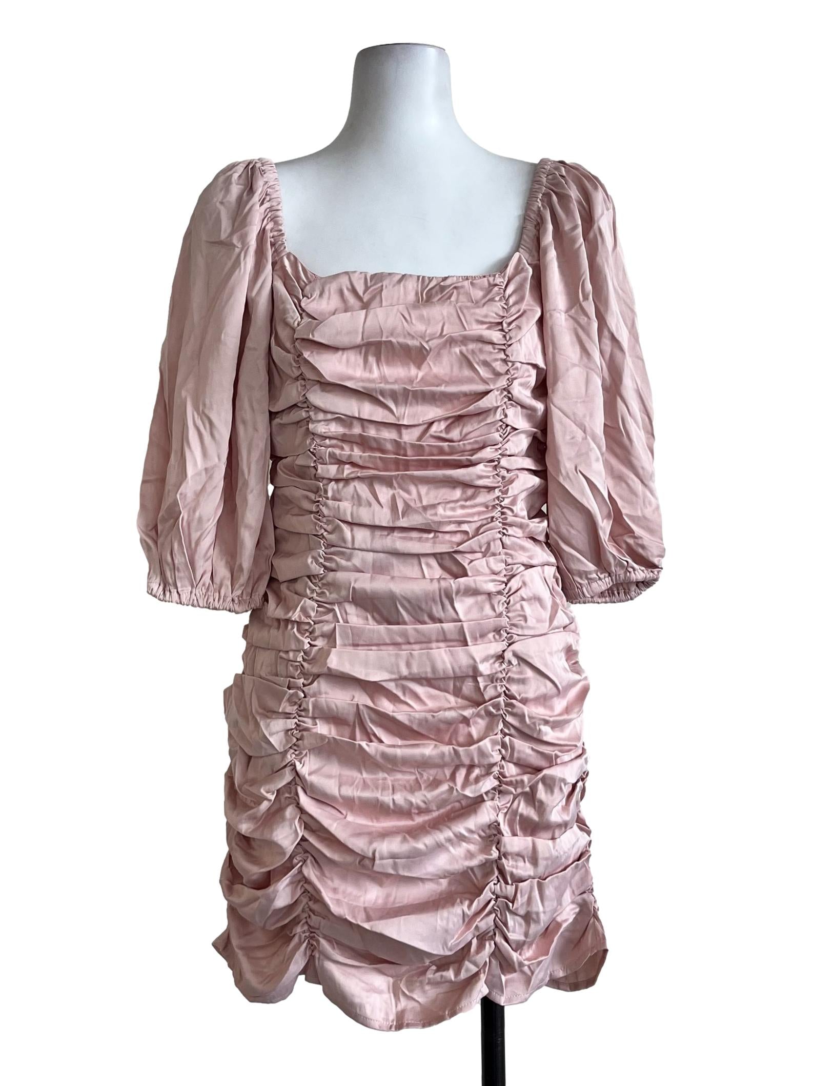 Light Pink Plain Silk Dress