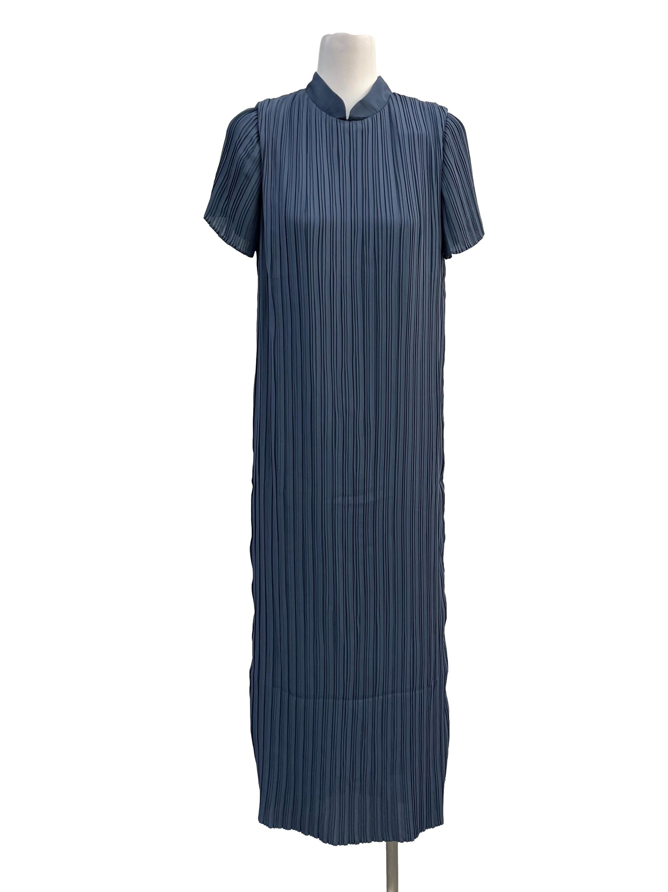 Dusty Blue Pleated Dress