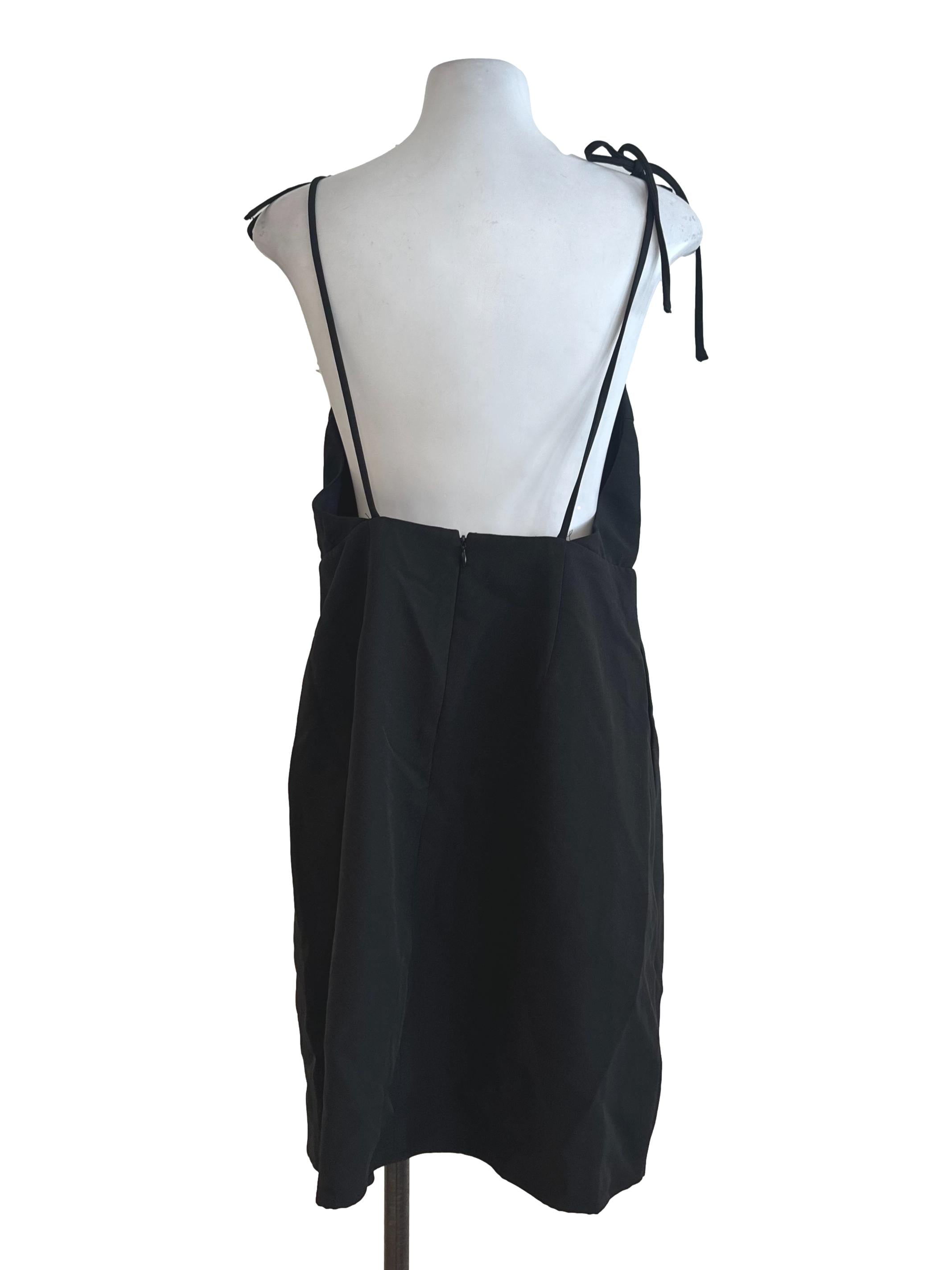 Black V Neck Backless Dress