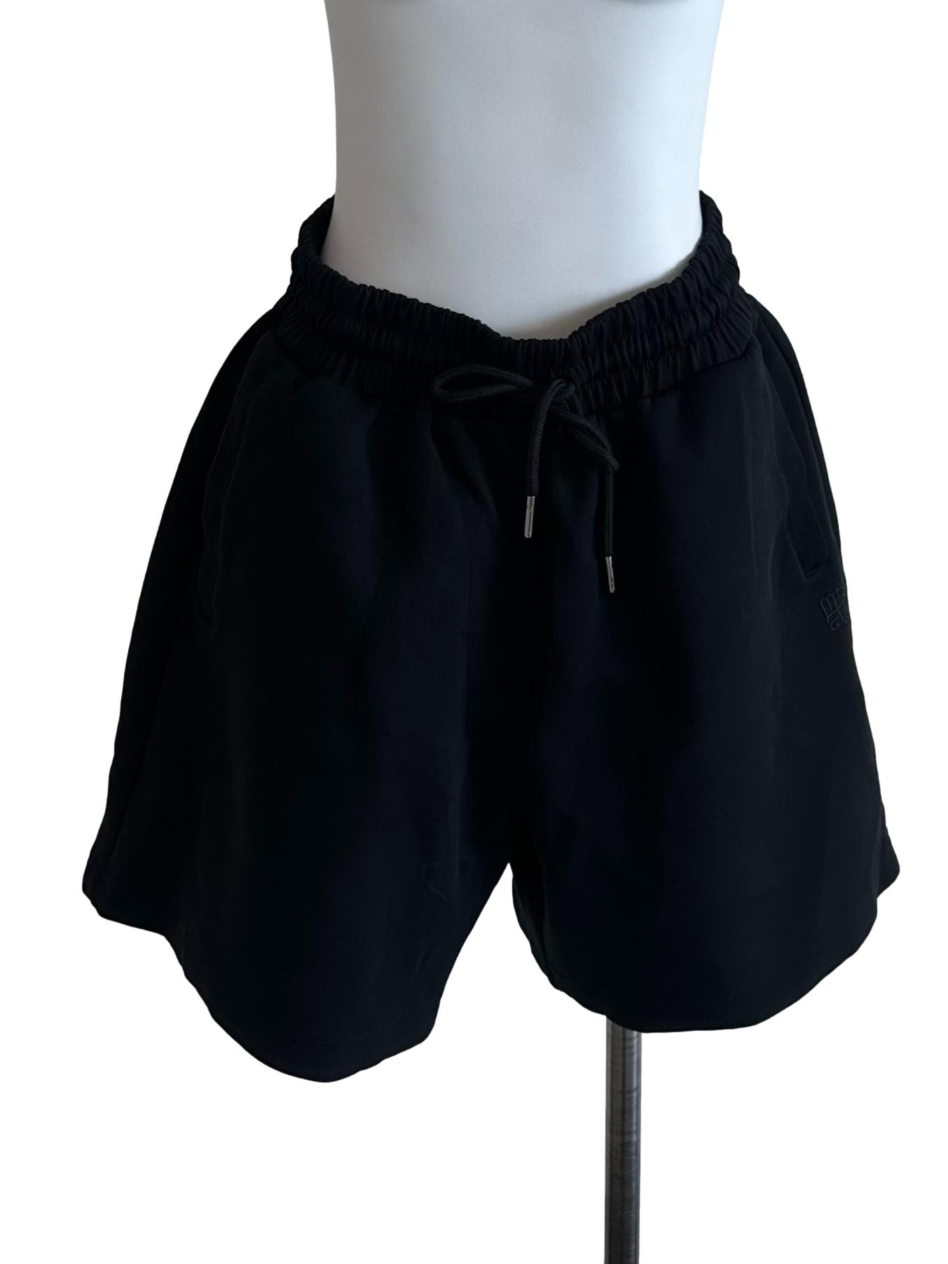 Rich Black Elastic Waist Shorts