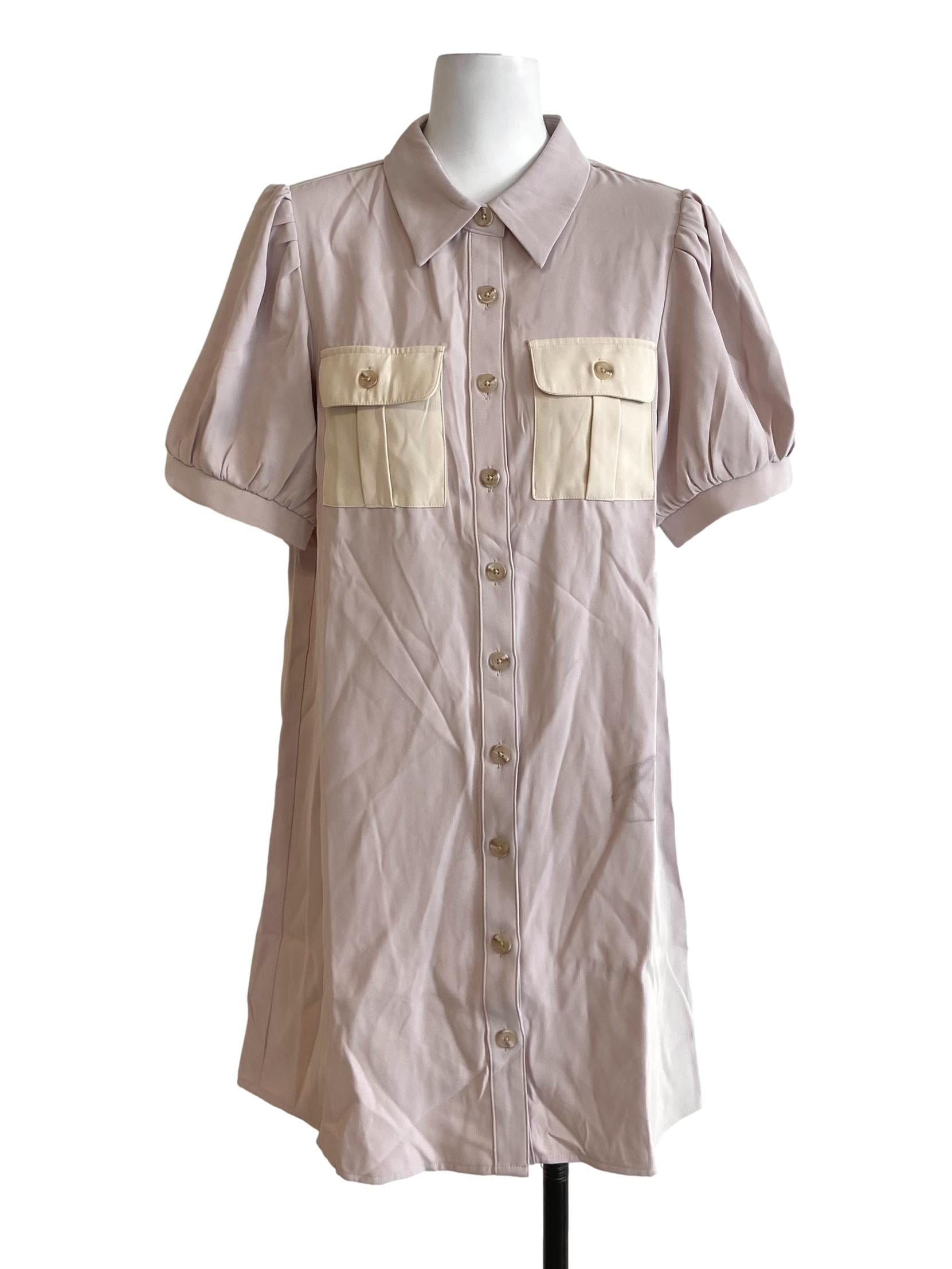 Coconut Button Down Juliet Sleeve Shirt Dress