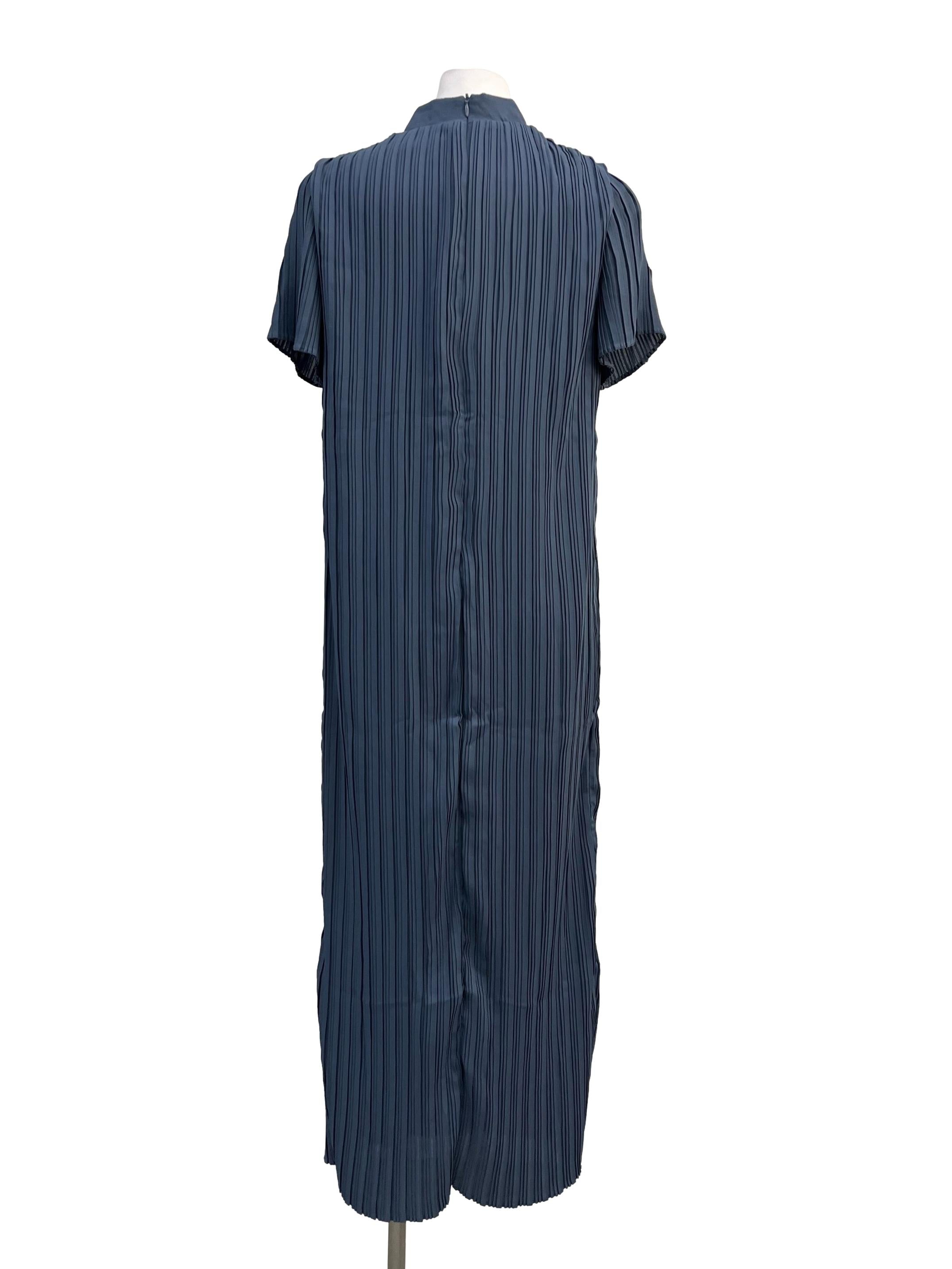 Dusty Blue Pleated Dress