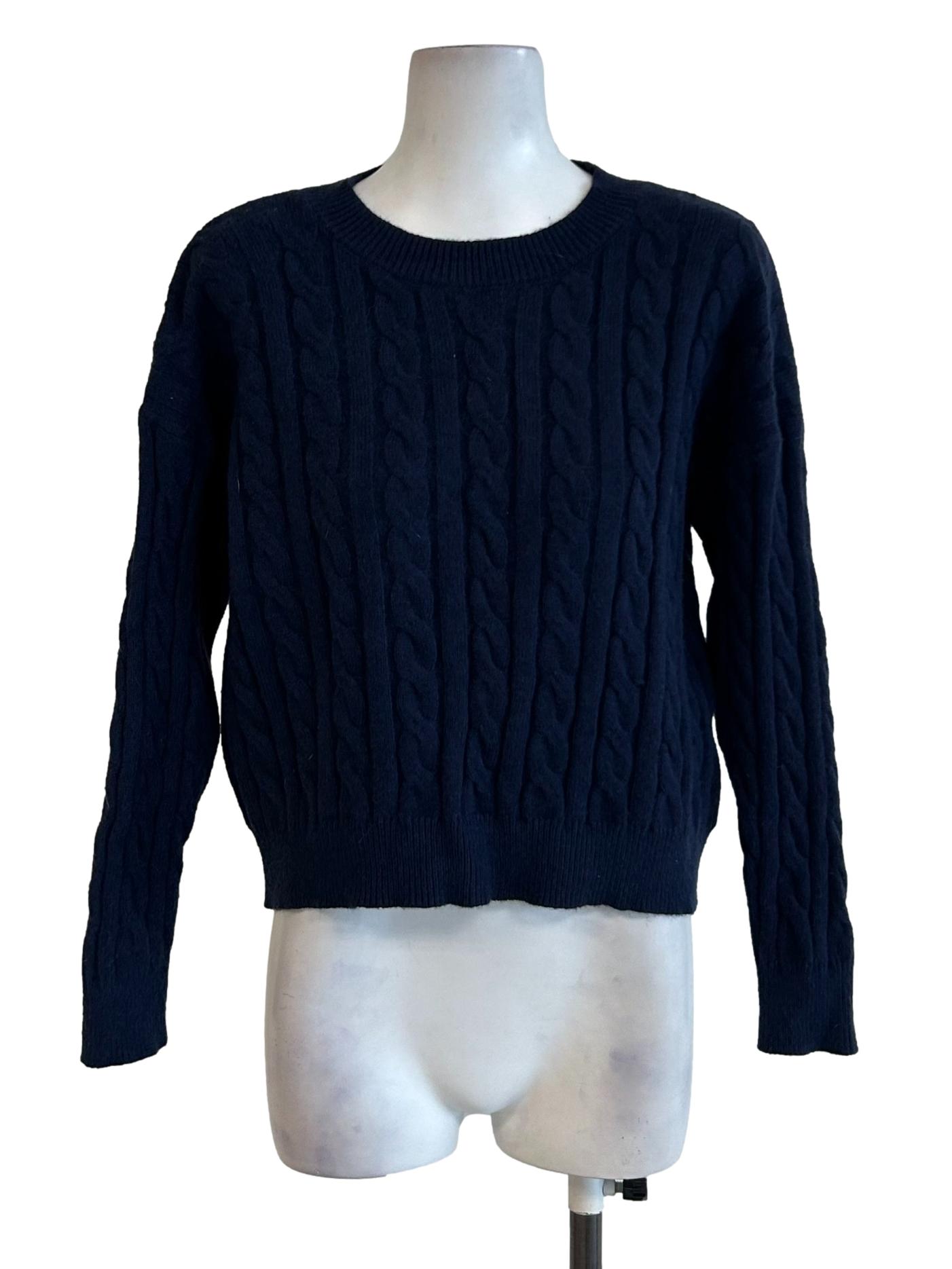 Navy Blue Cable Knit Sweater