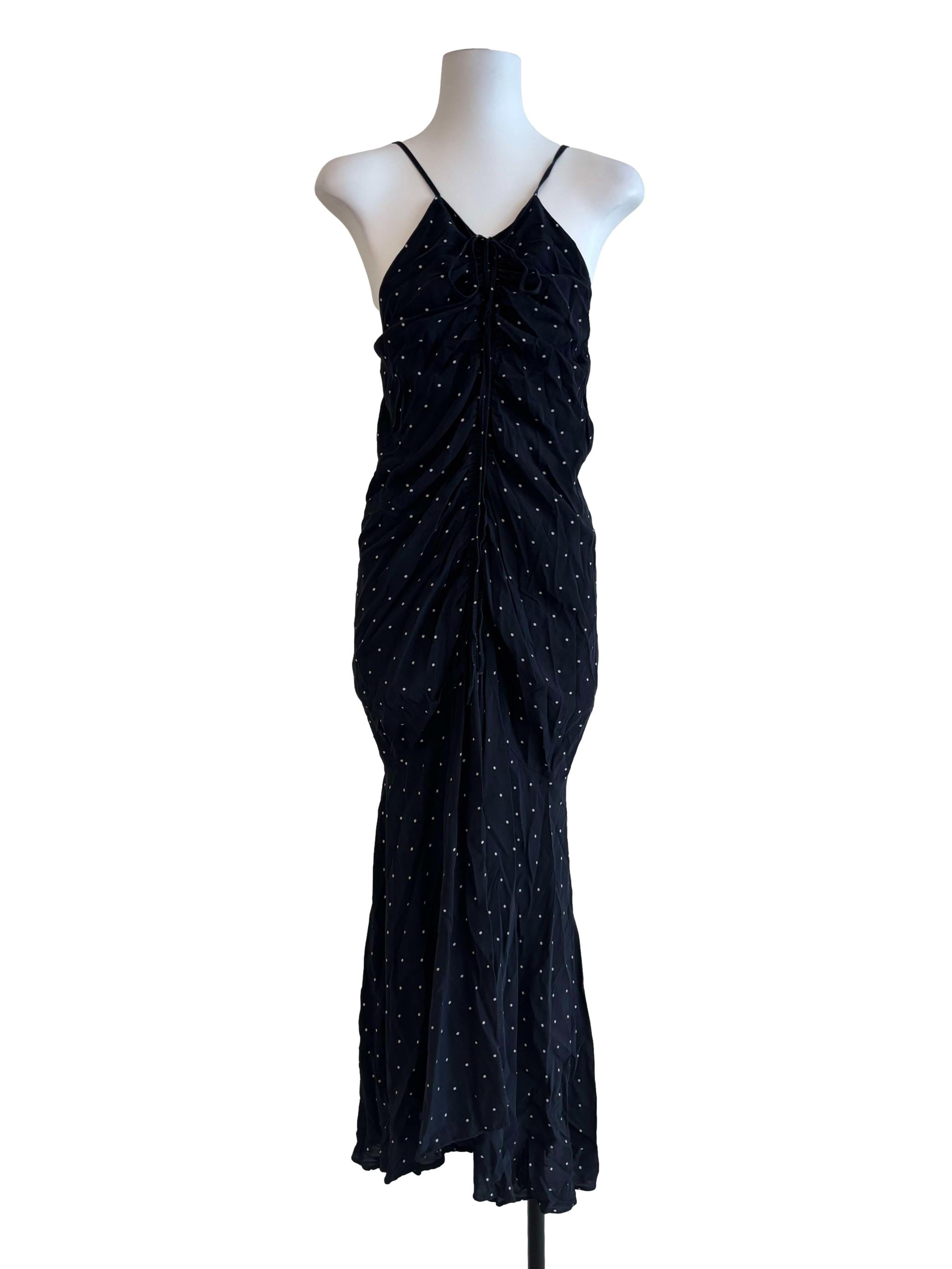 Black Ruched Polka Dot Mermaid Dress