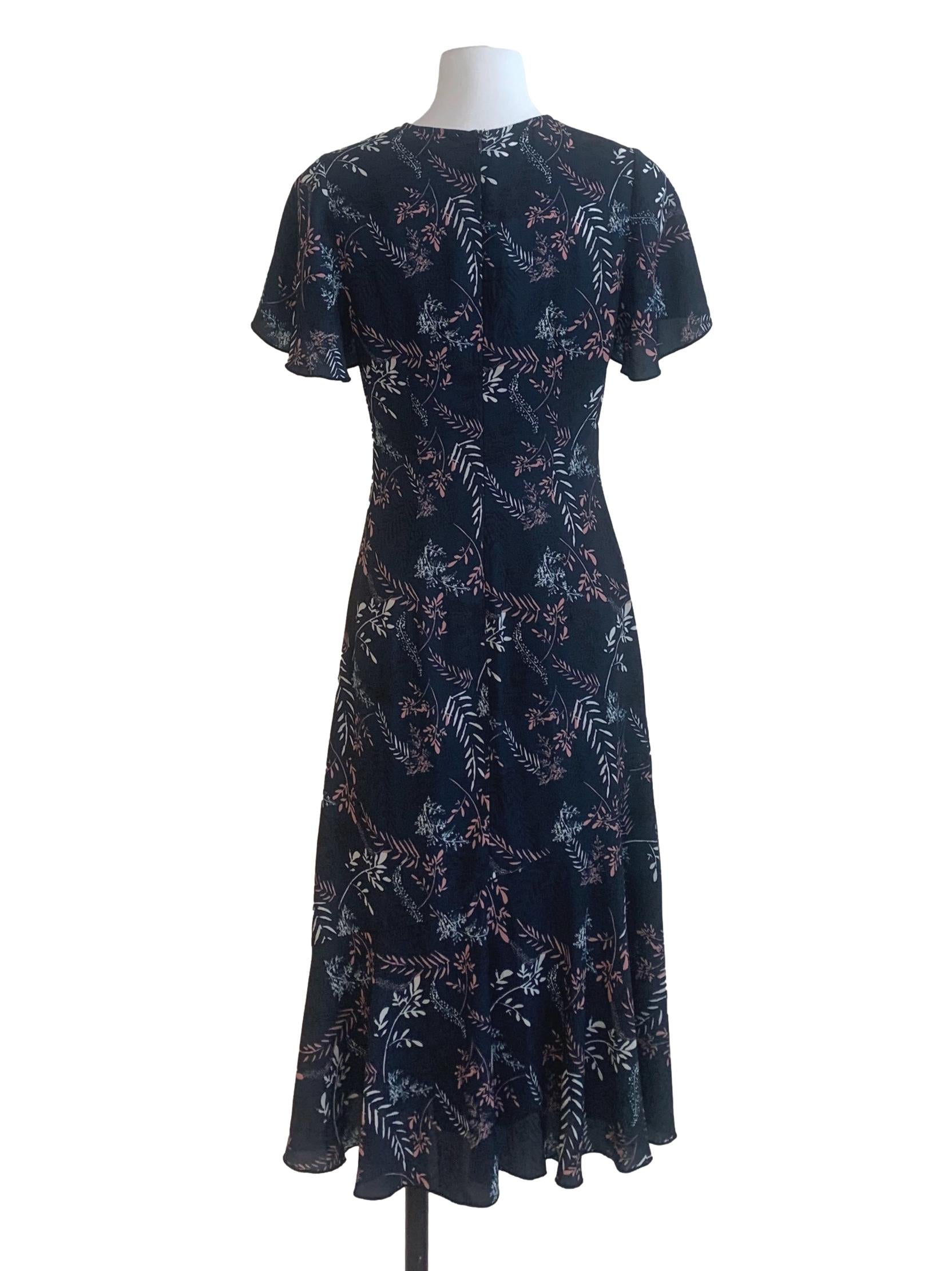 Navy Blue Floral Pattern Dress LB