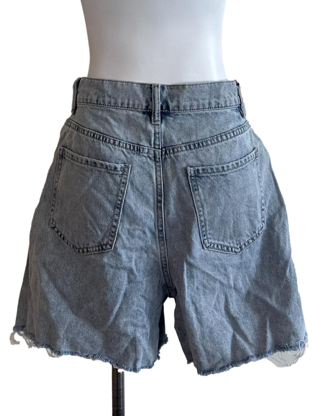 Washed Blue Denim Shorts