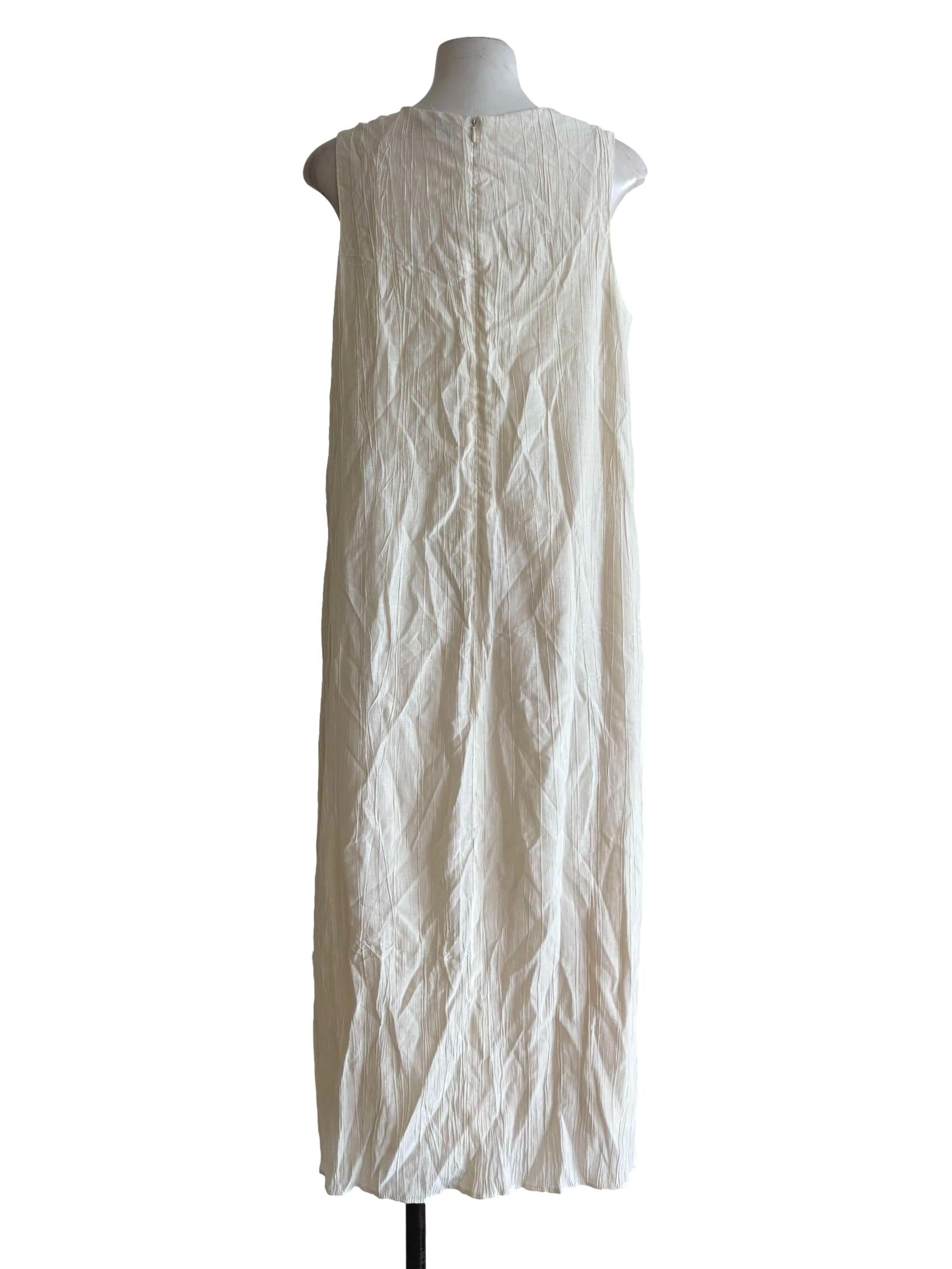 Ivory White Sleeveless Round Neck Straight Dress