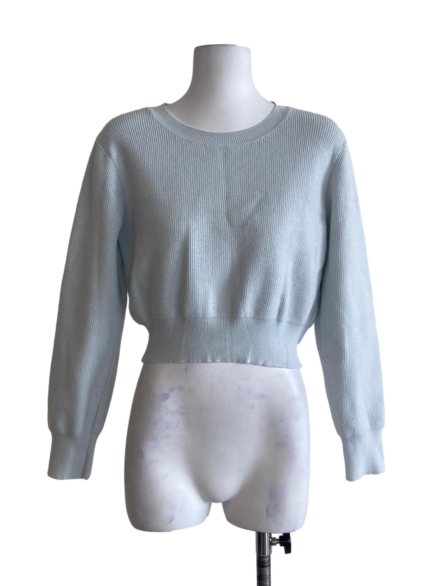 Frost Blue Pegged Waist Knitted Blouse
