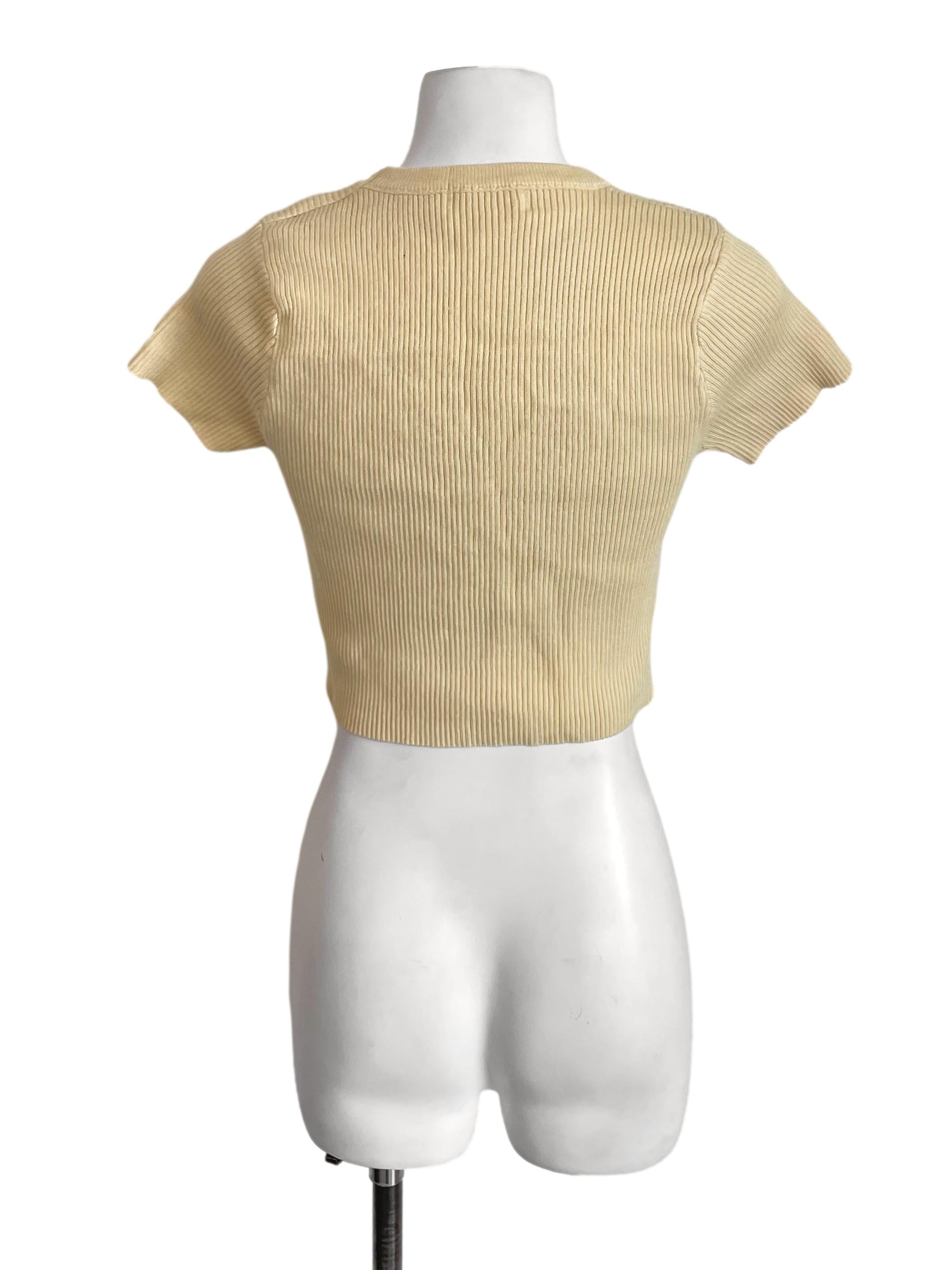 Pastel Yellow Knit Crop Tee