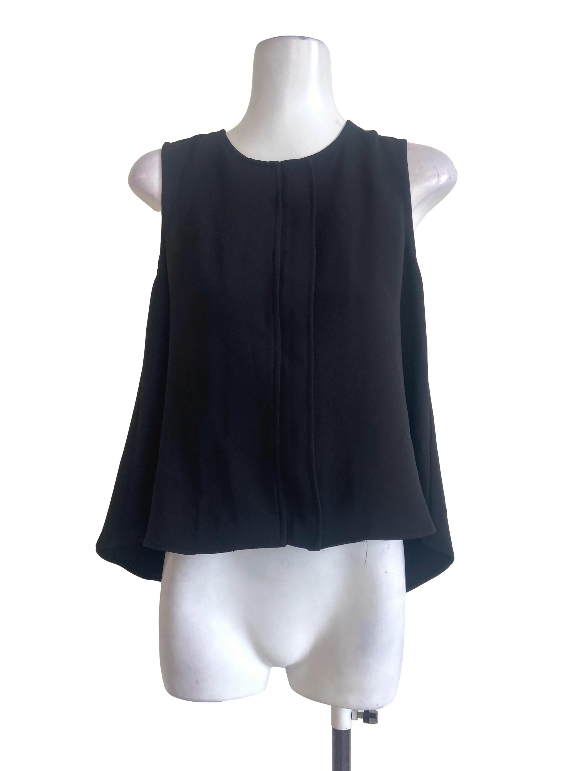 Black & Hot Pink Accordion Sleeveless Blouse