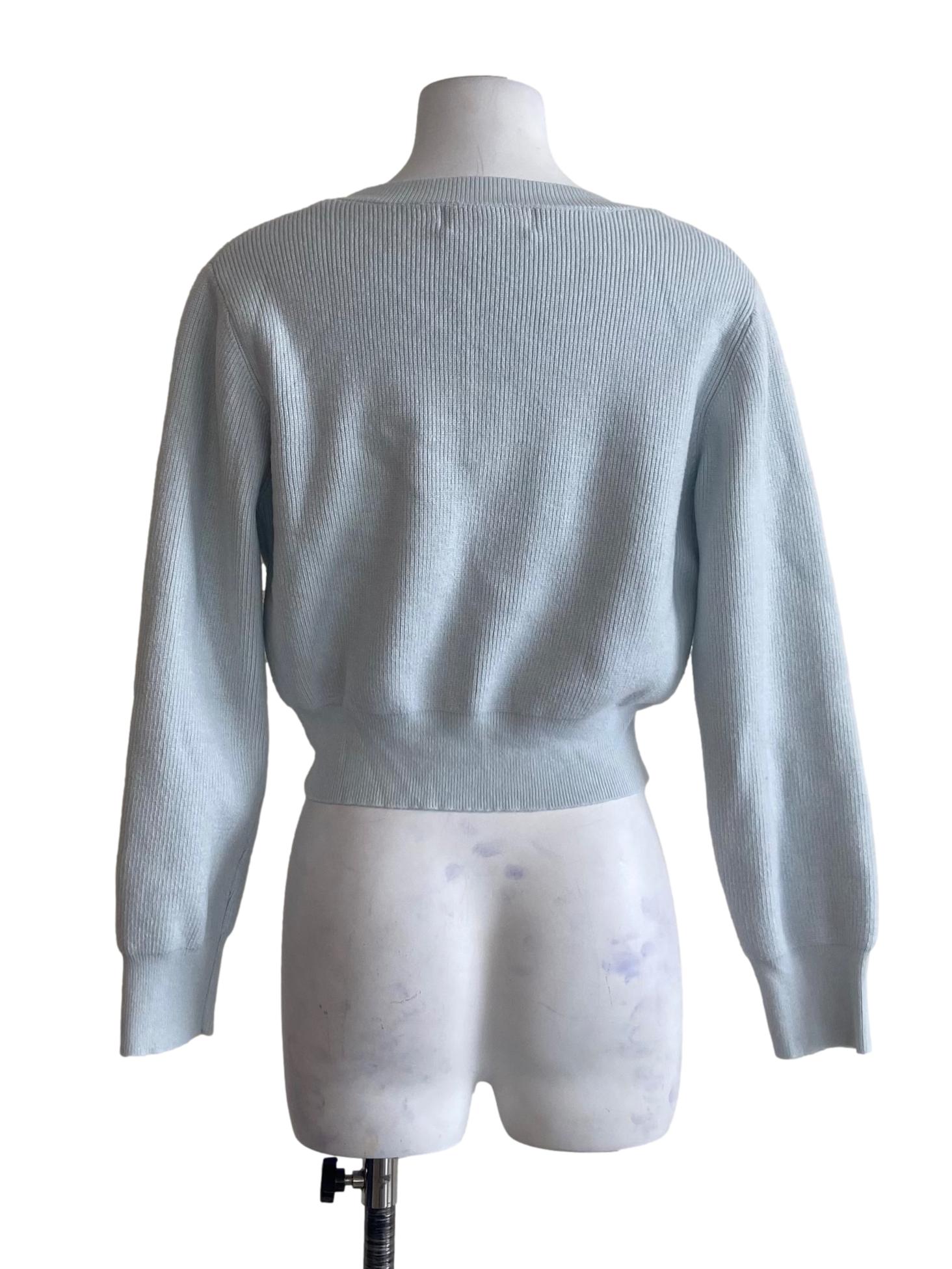 Frost Blue Pegged Waist Knitted Blouse