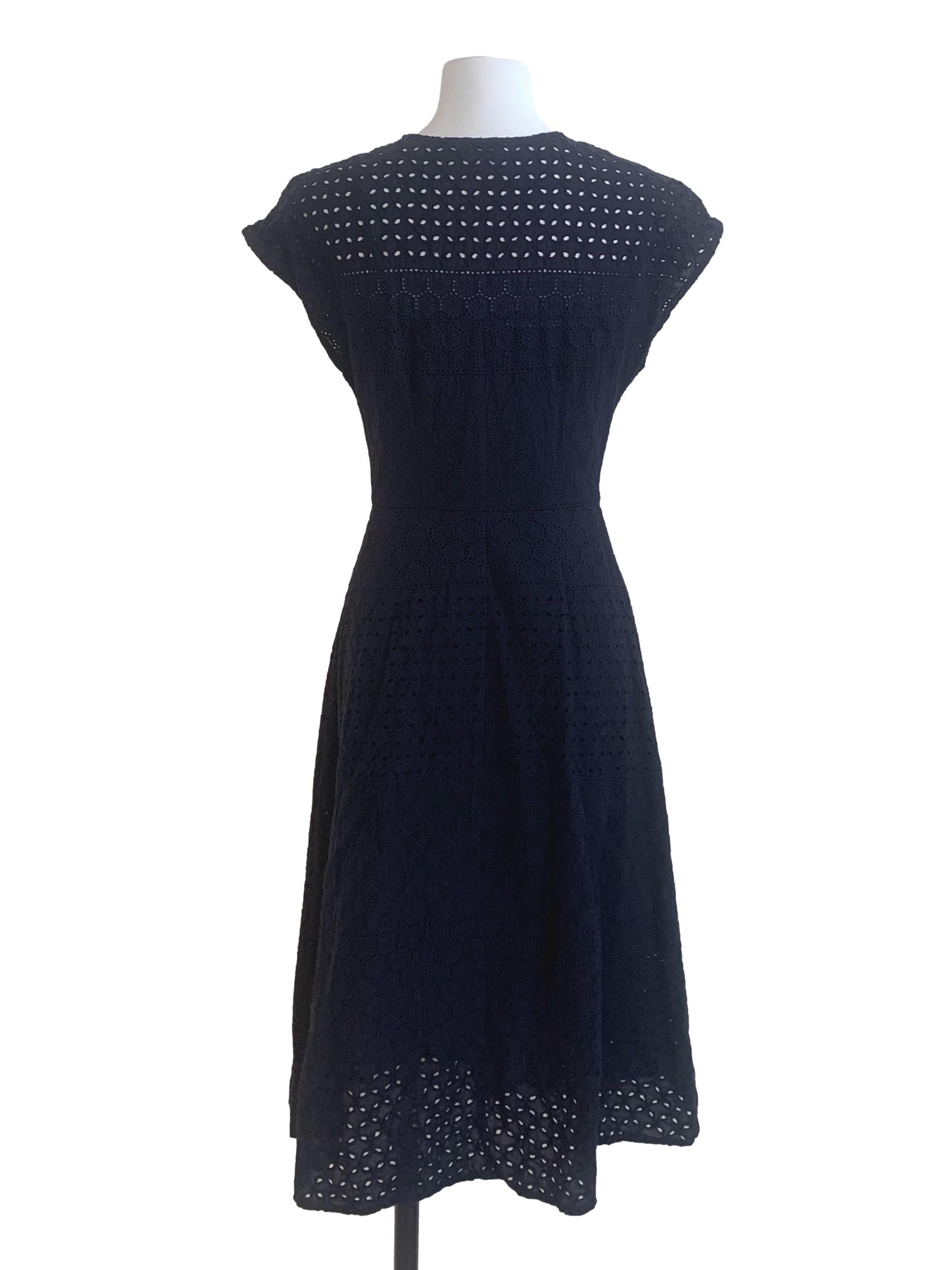 Navy Blue Embroidery Pattern Dress LB
