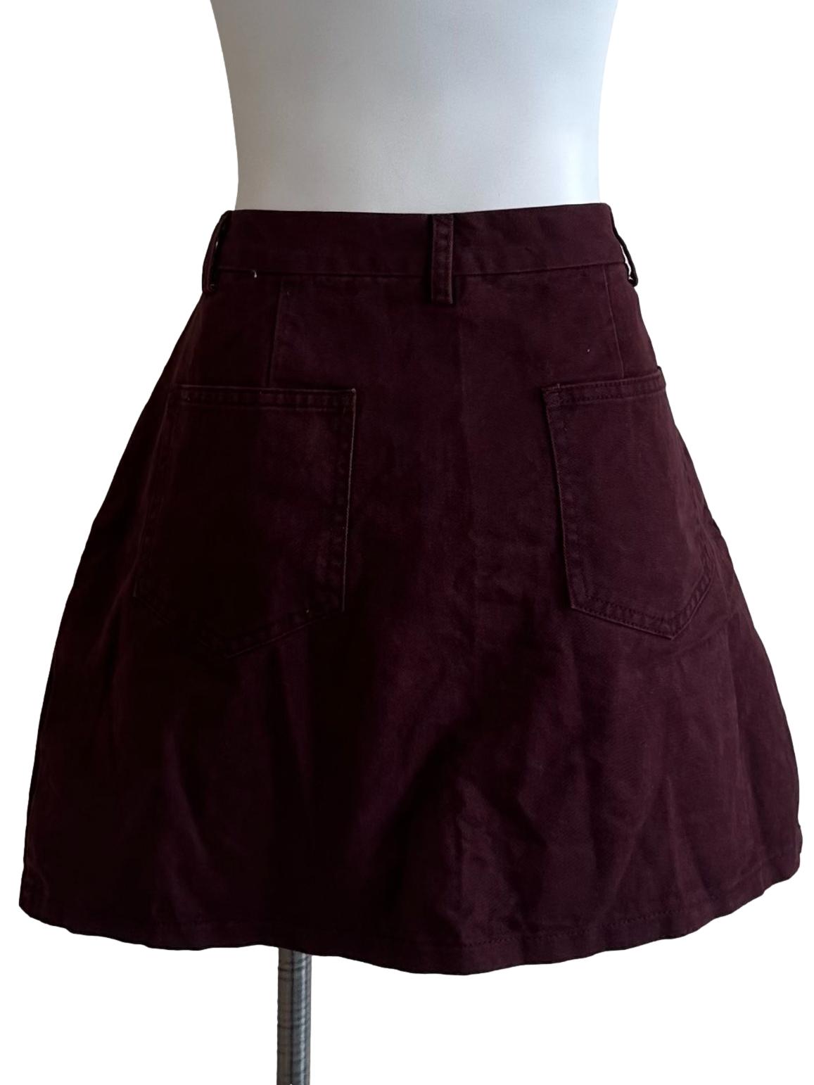 Maroon Red Denim Skorts