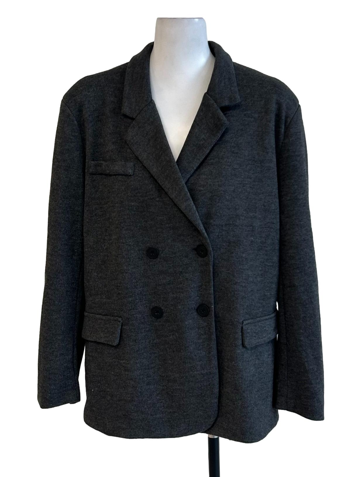 Ash Grey Double Breasted Wool Blazer